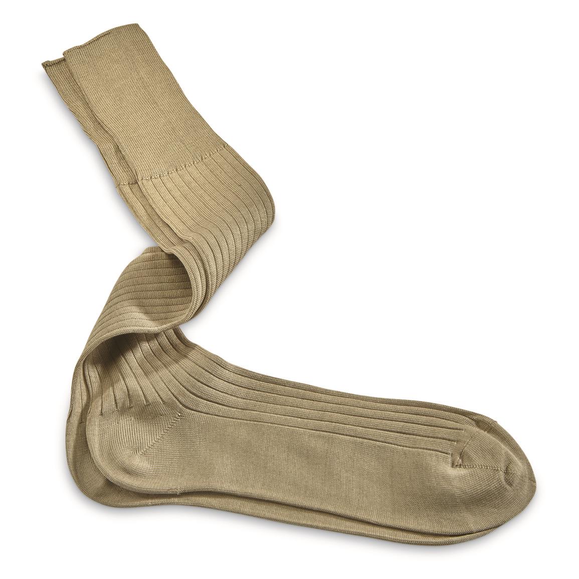Italian Military Surplus Cotton Dress Socks, 6 Pairs, New, Olive Drab