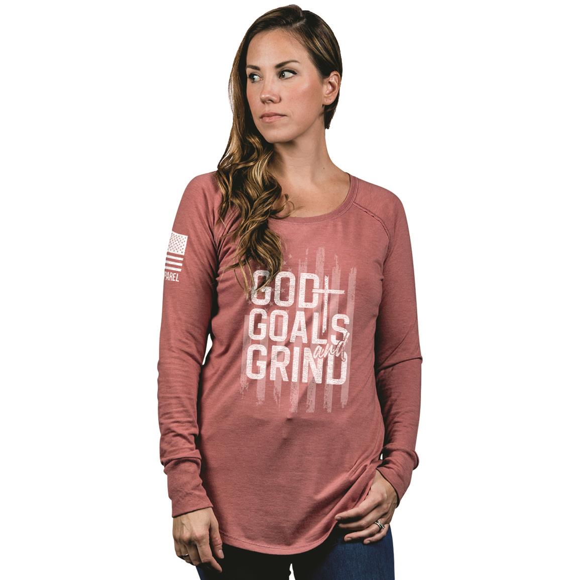 Nine Line Women's God Goals Grind Long-Sleeved T-Shirt, Blushfrost