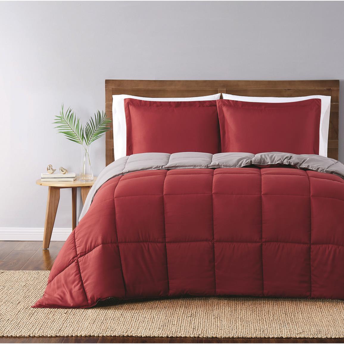 Truly Soft Everyday Comforter Set, Red/Gray