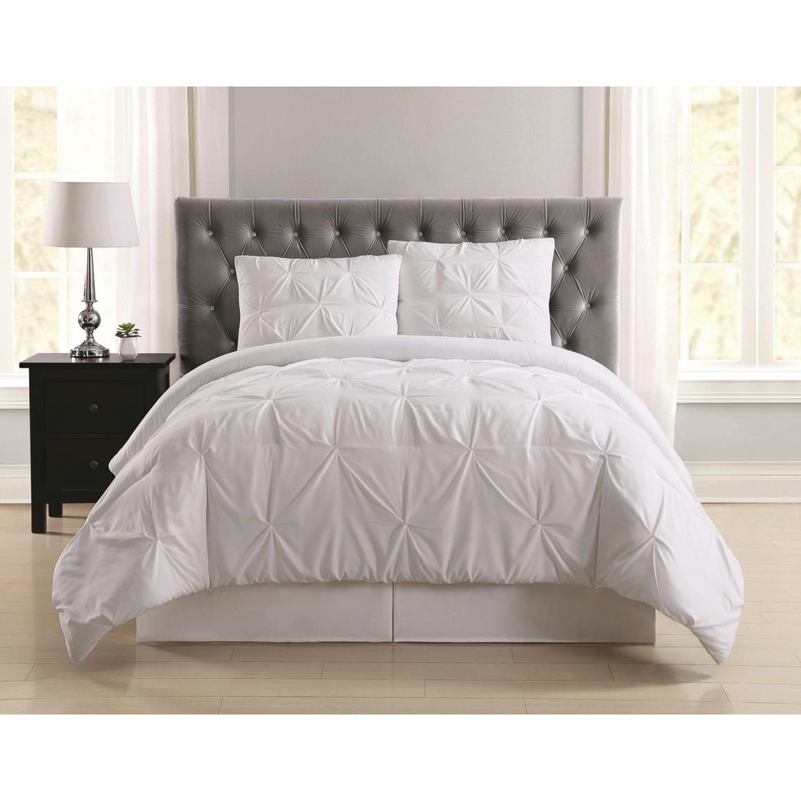 Truly Soft Pleated Comforter Set, White