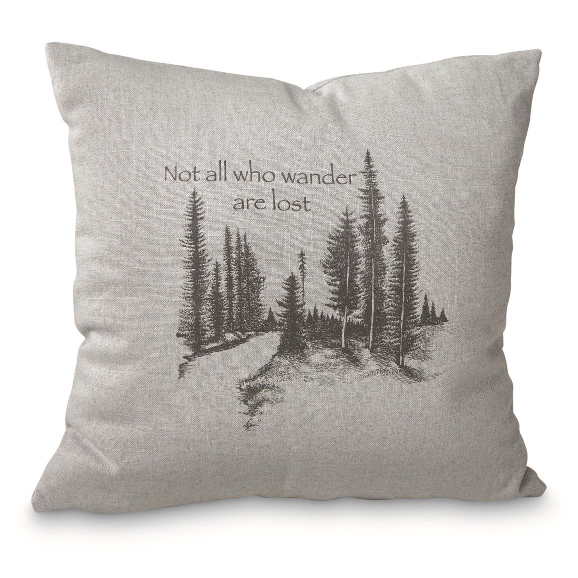 Wooded River Wander Decorative Pillow, Linen Grey