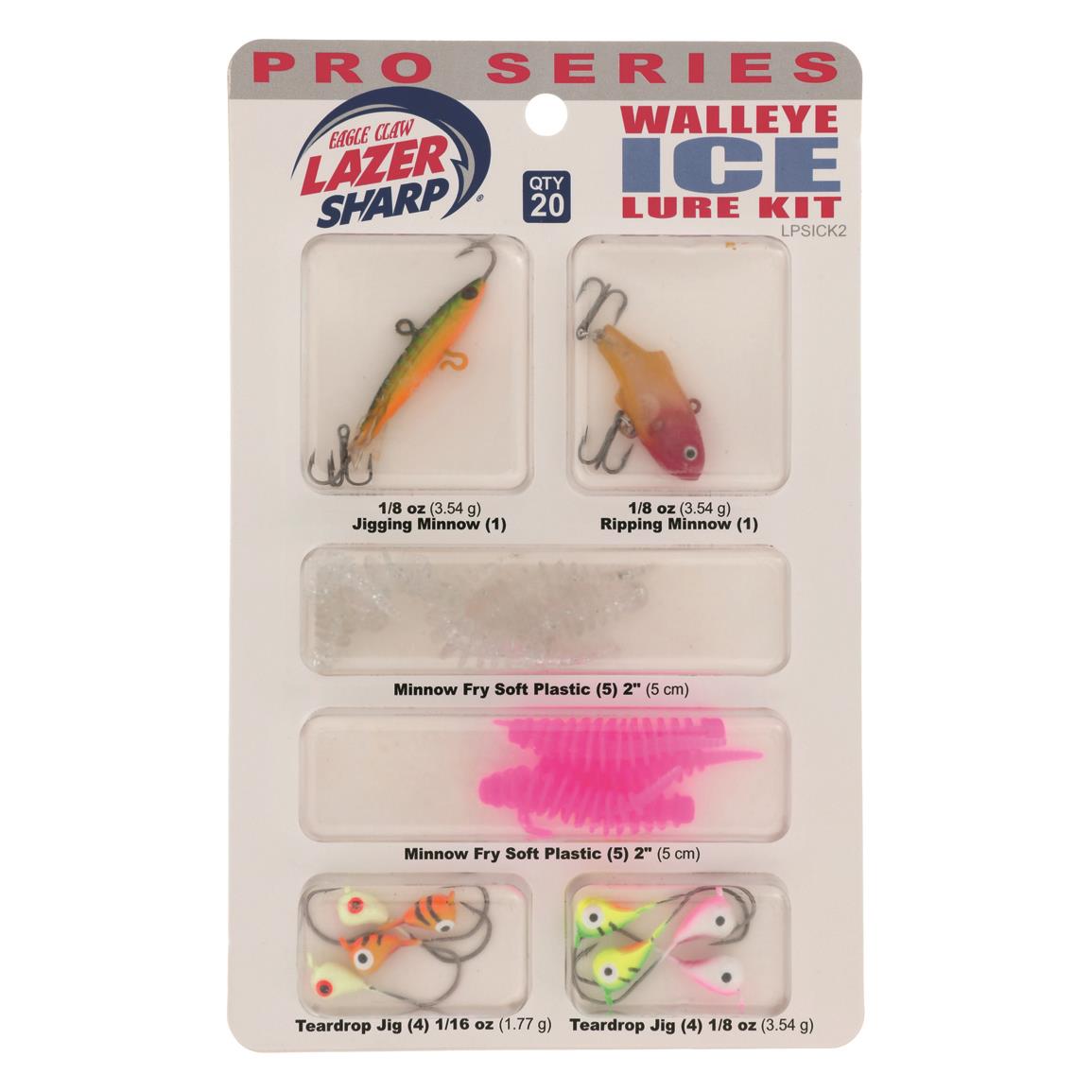 Eagle Claw Pro Series Walleye Ice Lure Kit, 20 Piece