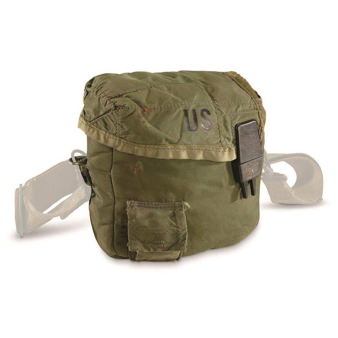 U.S. Military Surplus Canteen Cover, No Shoulder Strap, Used, Olive Drab