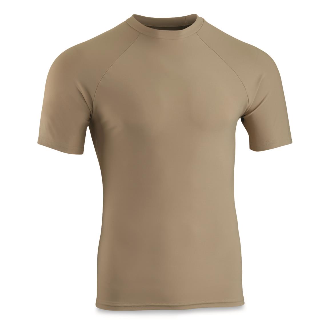 U.S. Military Surplus Compression Moisture Control Short Sleeve T-Shirt, New, Sand