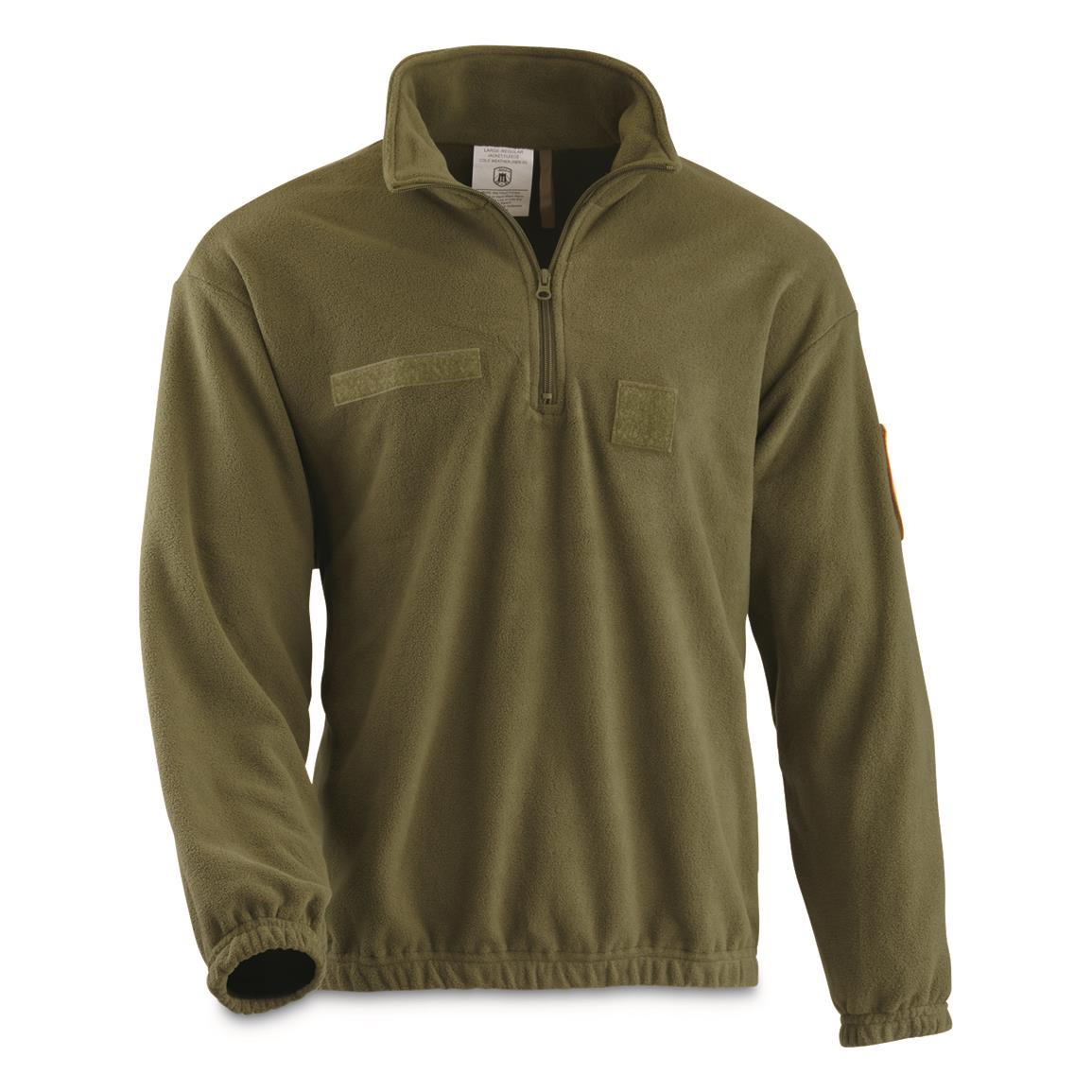 Brooklyn Armed Forces Quarter Zip Heavyweight Fleece Pullover, Olive Drab