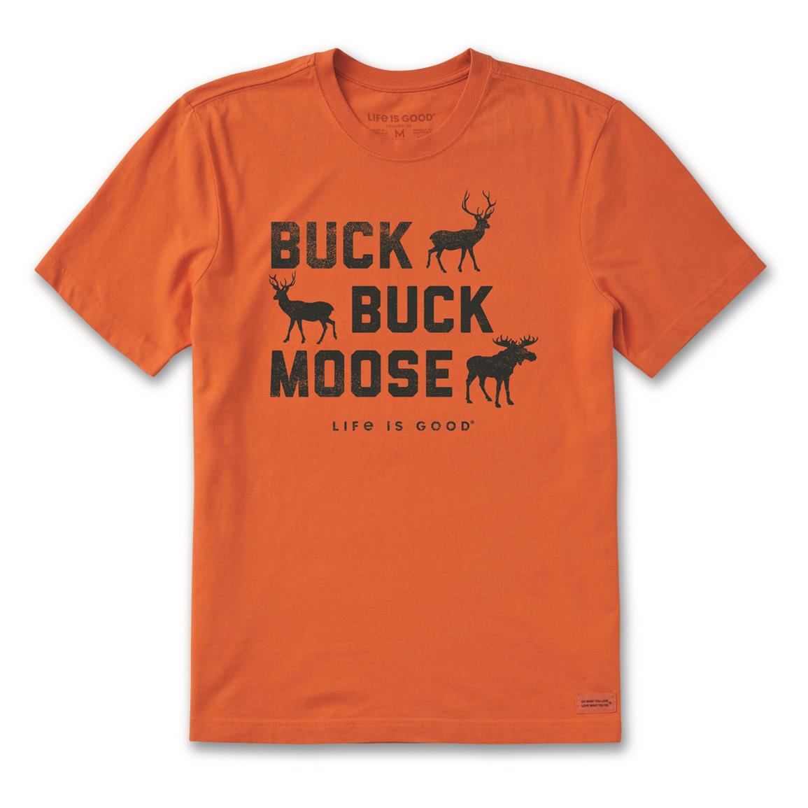 Life Is Good Men's Buck Buck Moose Crusher Shirt, Nomadic Orange