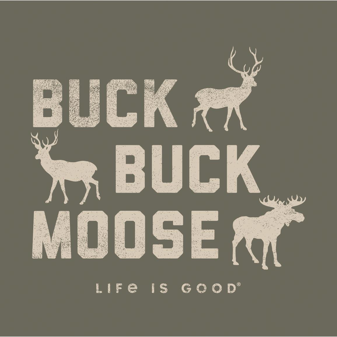 Life Is Good Men's Buck Buck Moose Crusher Shirt, Moss Green