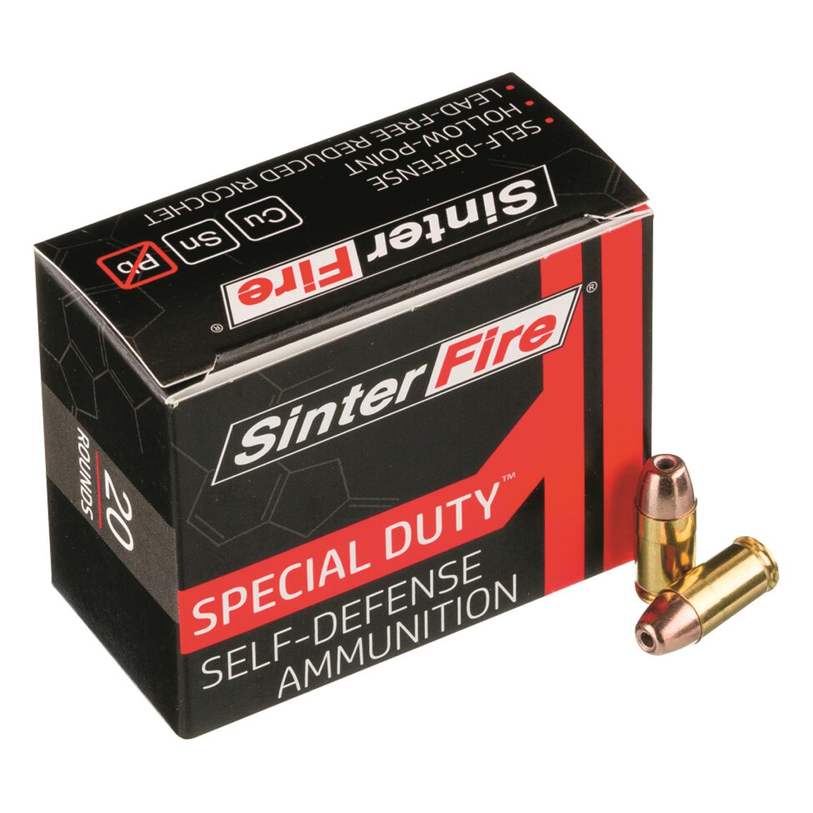 SinterFire Special Duty Lead-Free Frangible, .380 ACP, Hollow Point, 75 Grain, 20 Rounds