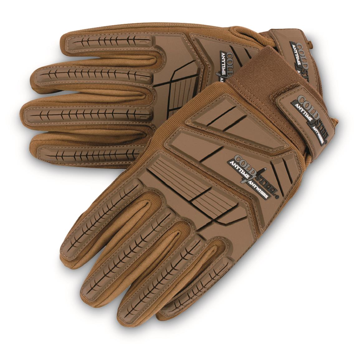 Cold Steel Leather TPR Cut Resistant Tactical Gloves, Tan