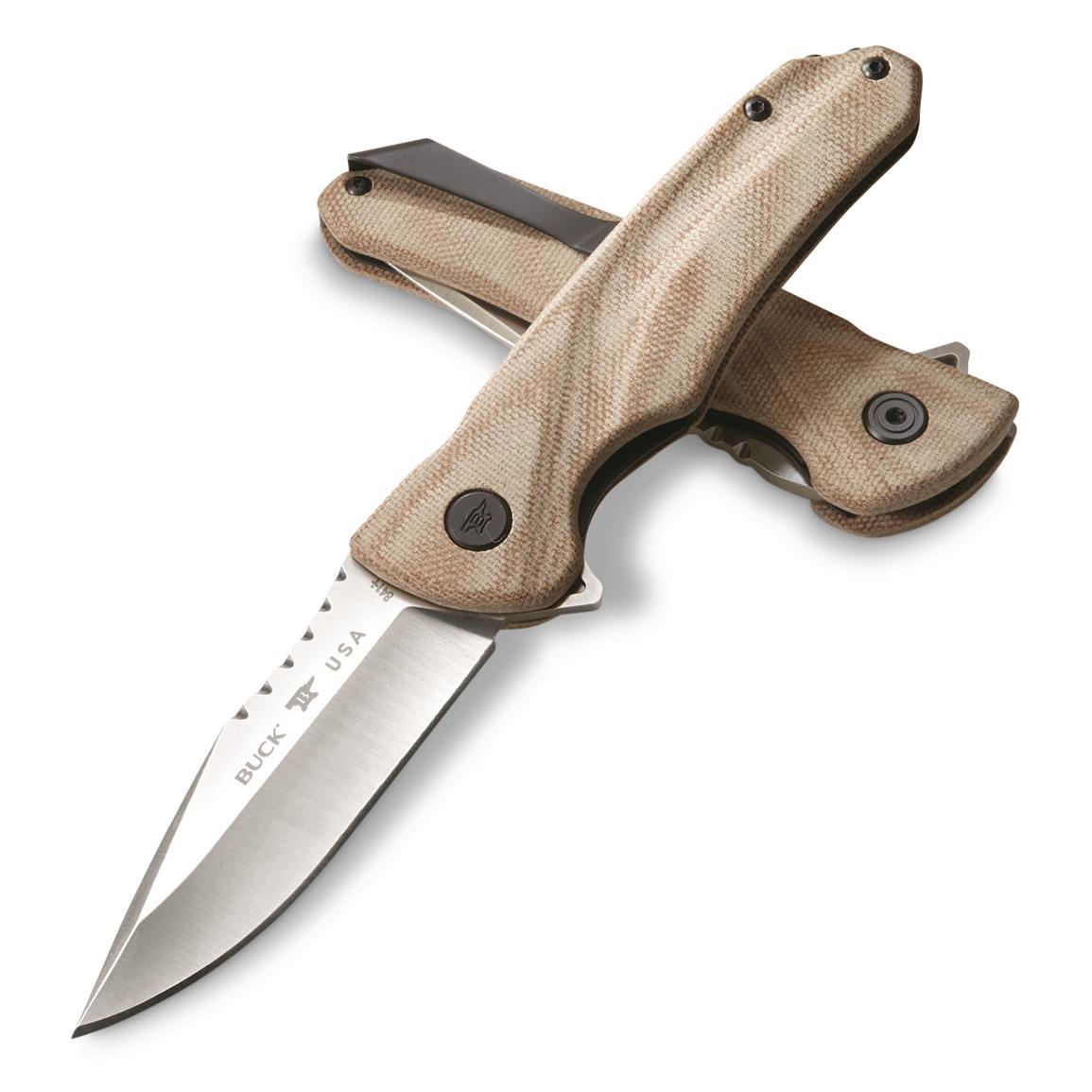 Buck Knives 841 Sprint Pro Micarta Folding Knife, Natural
