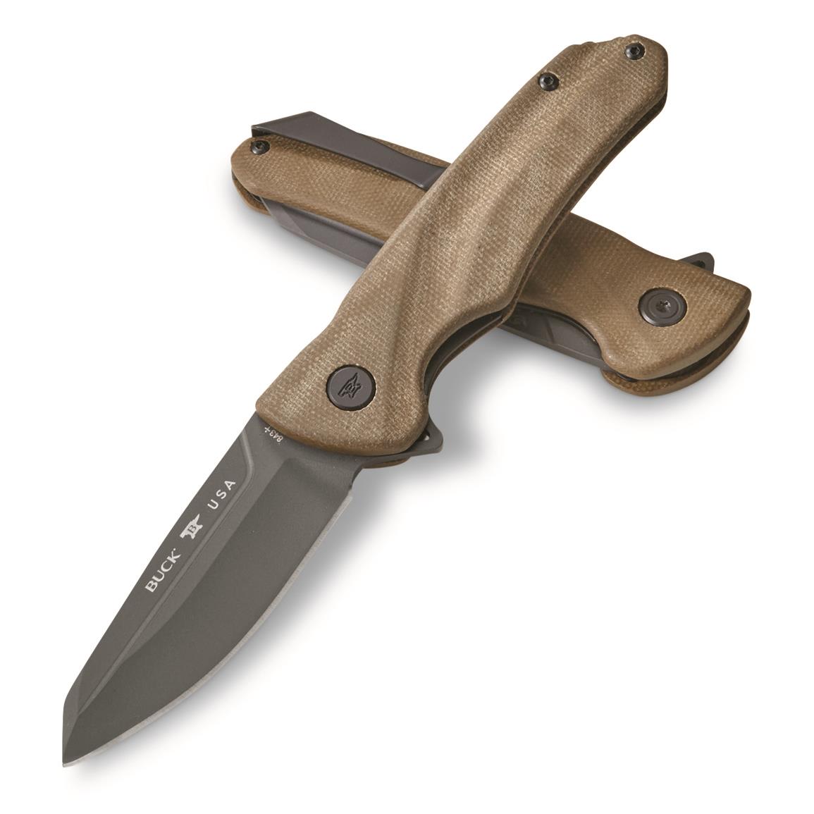 Buck Knives 843 Sprint Ops Micarta Folding Knife, Green