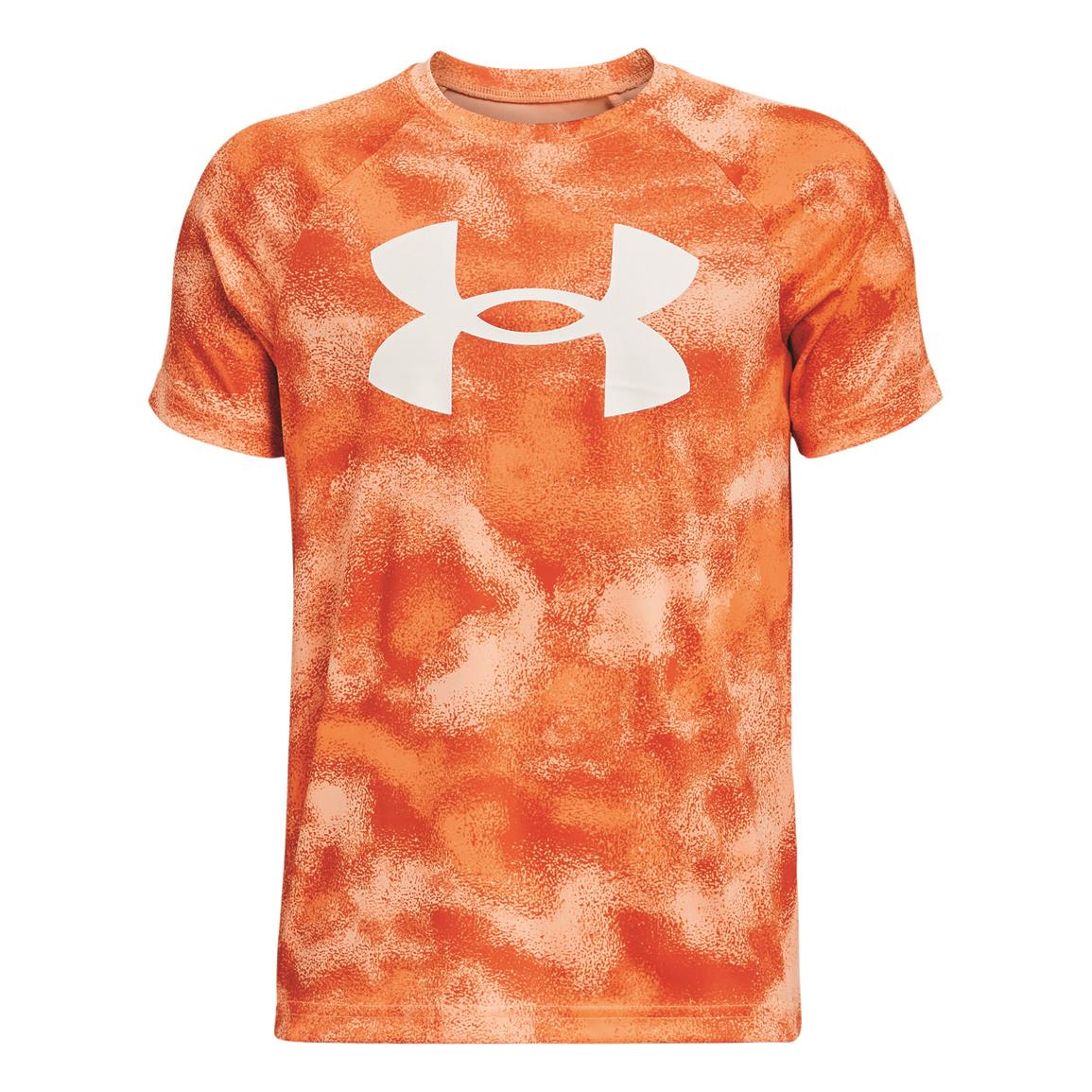 Under Armour Youth UA Tech Big Logo Printed Shirt, Orange Blast/white