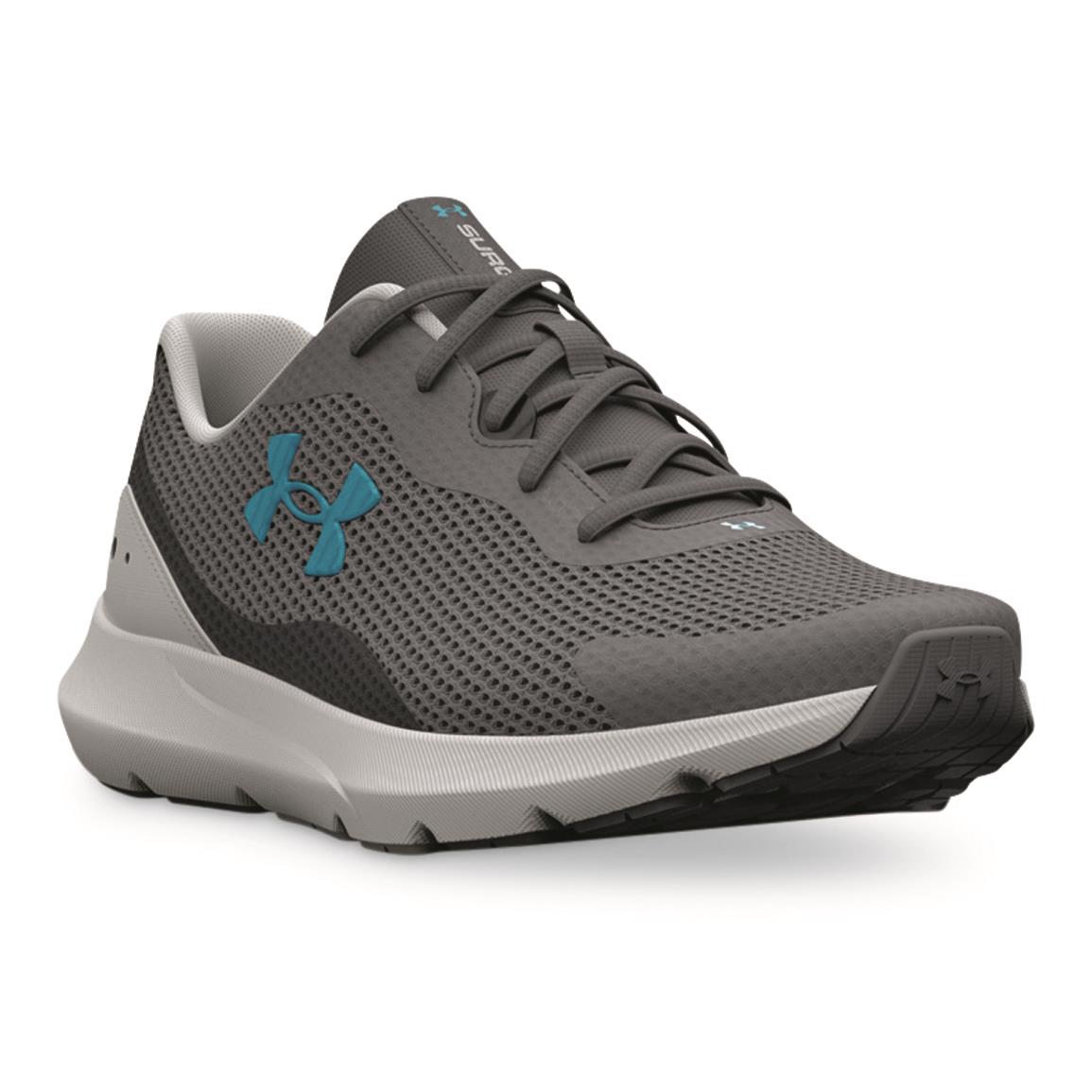Under Armour Men's Surge 3 Running Shoes, Pitch Gray/mod Gray/blue Surf