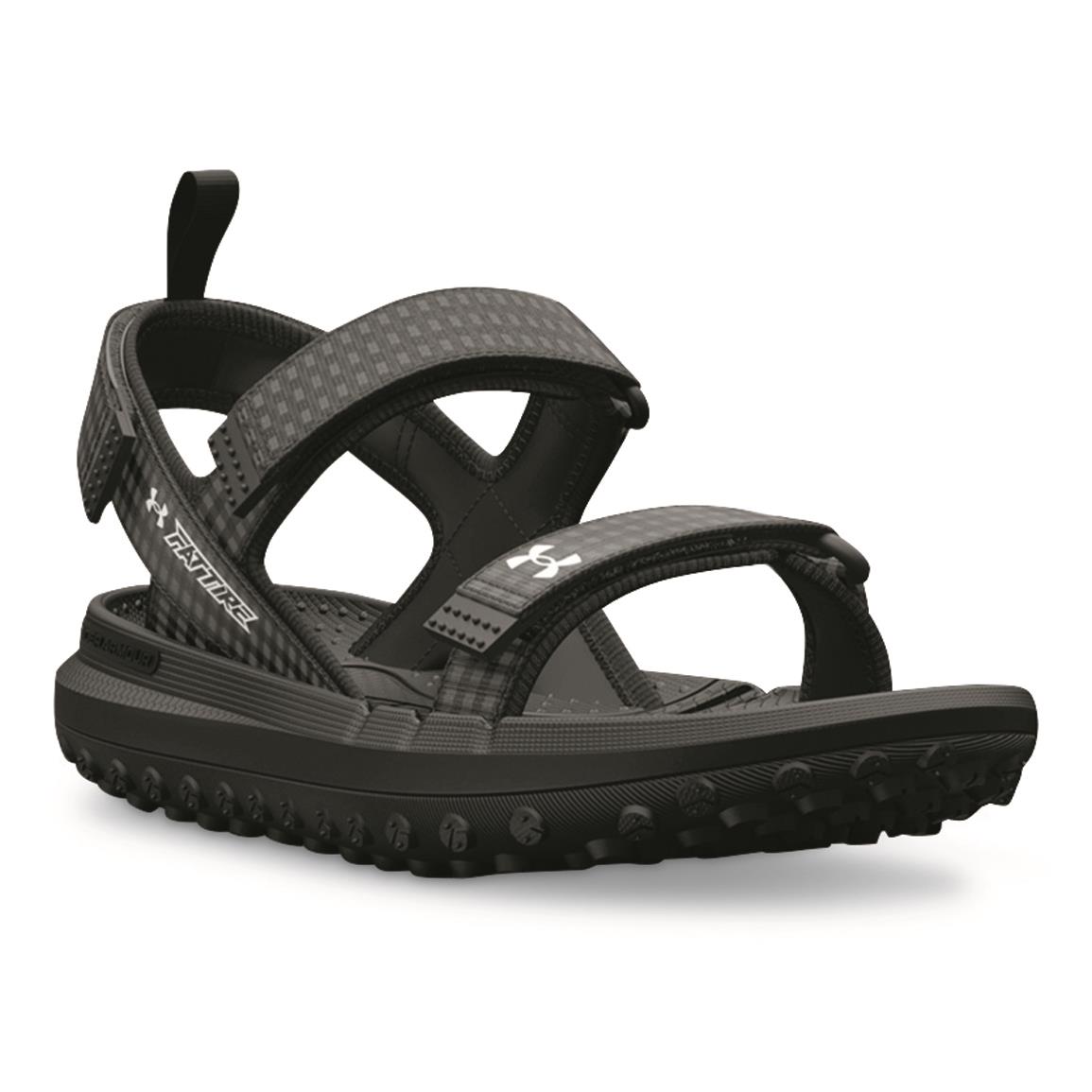 Under Armour Fat Tire Hiking Sandals for Men, Black/black/white