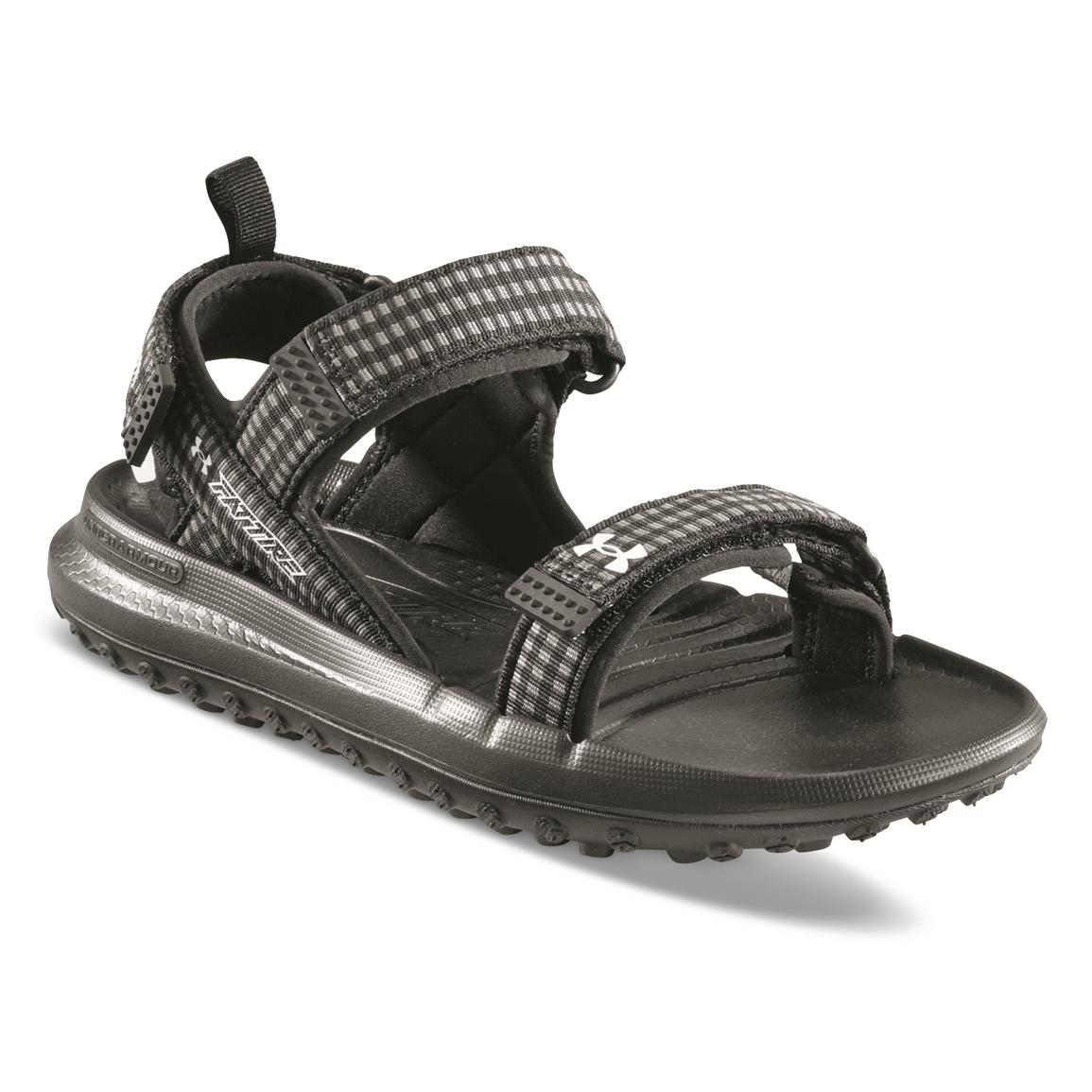 Under Armour Men's Fat Tire Hiking Sandals, Black/black/white