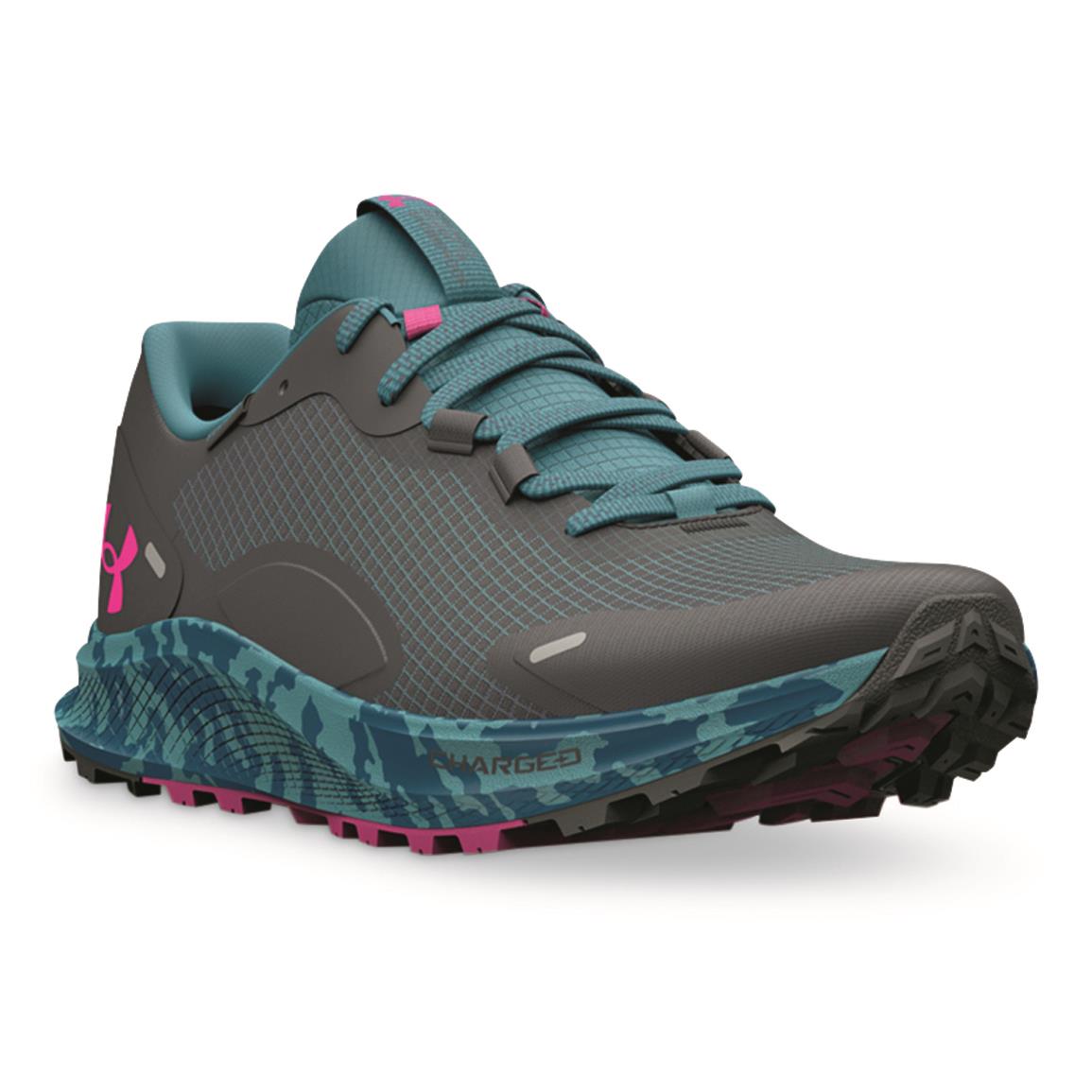 Under Armour Women's Charged Bandit Trail 2 Storm Running Shoes, Jet Gray/still Water/rebel Pink