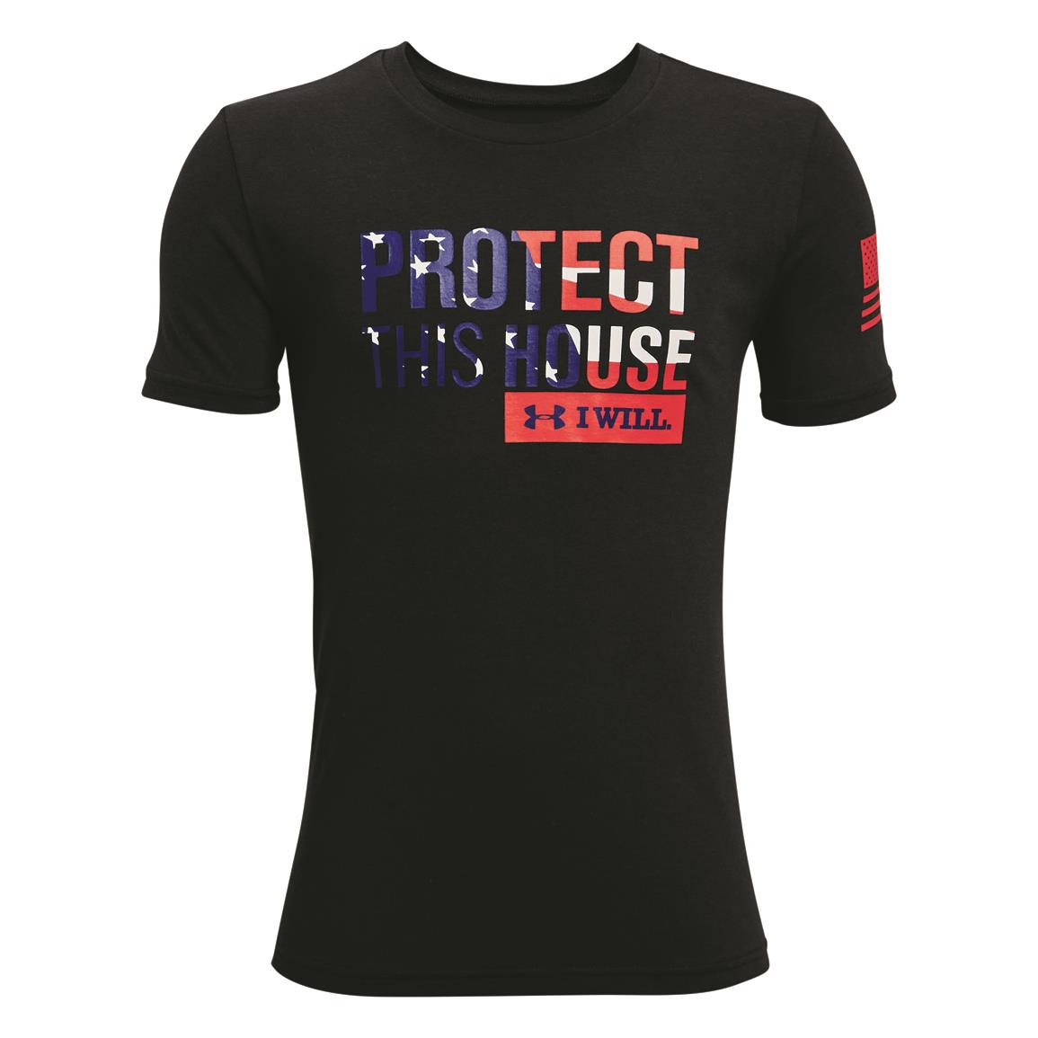 Under Armour Boys' Freedom Protect the House T-Shirt, Black/Red