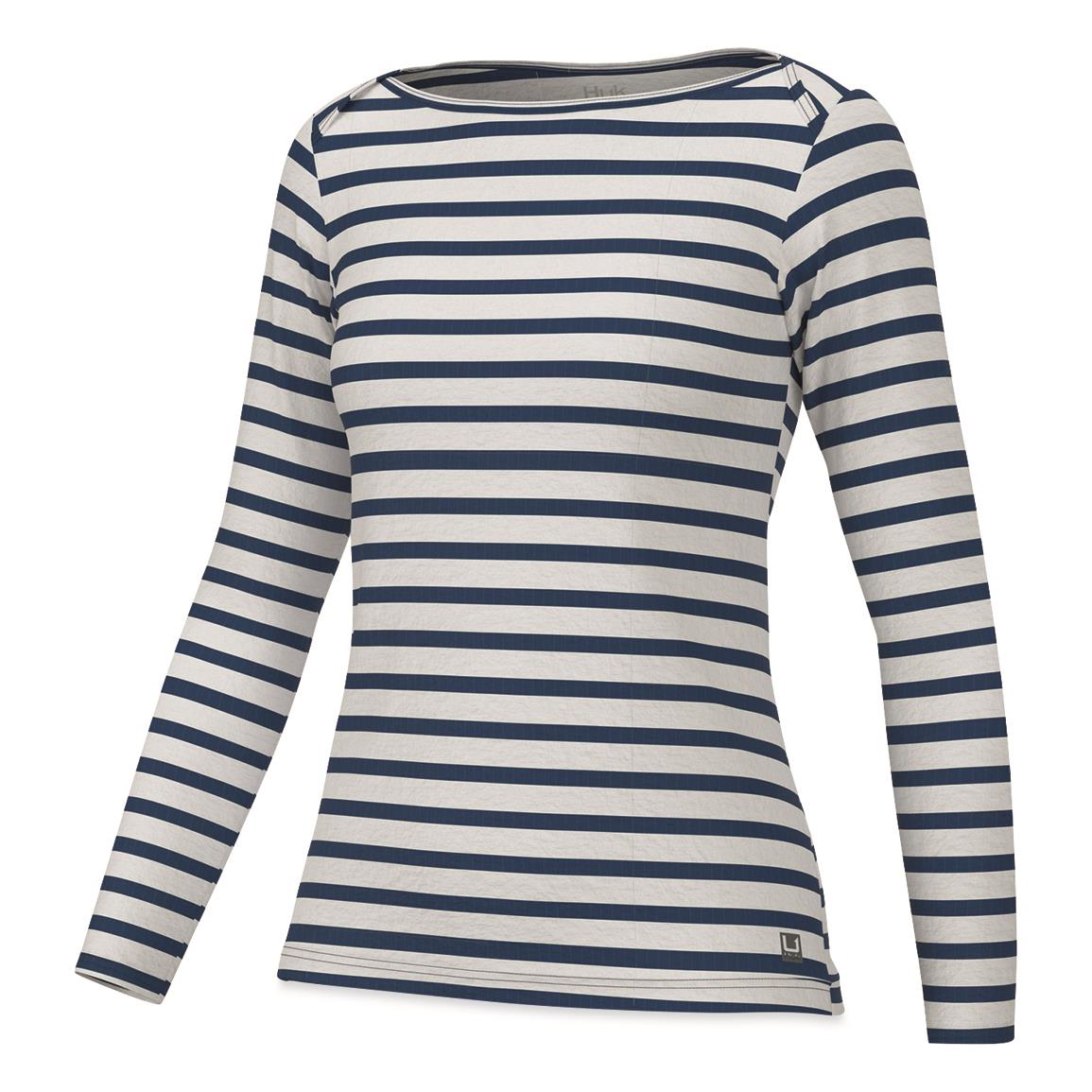 Huk Women's Waypoint Boatneck French Sea Long Sleeve Shirt, Set Sail