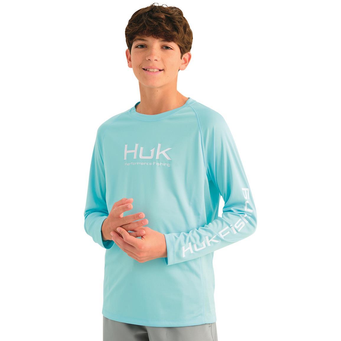 Huk Pursuit Solid Long-Sleeve T-Shirt for Kids - Calcos