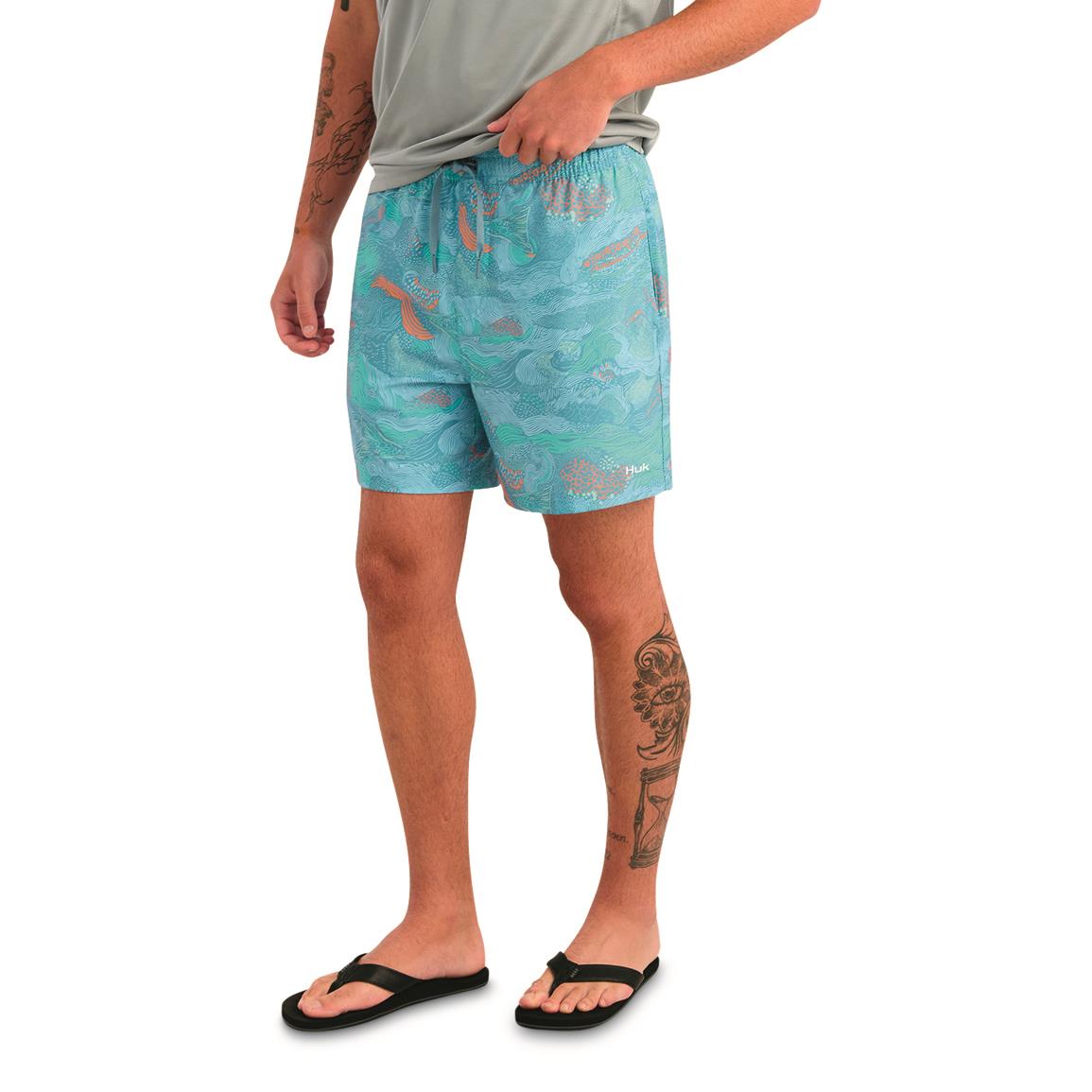 HUK Pursuit Volley Swim Shorts - Blue Shadow Reef Flow L