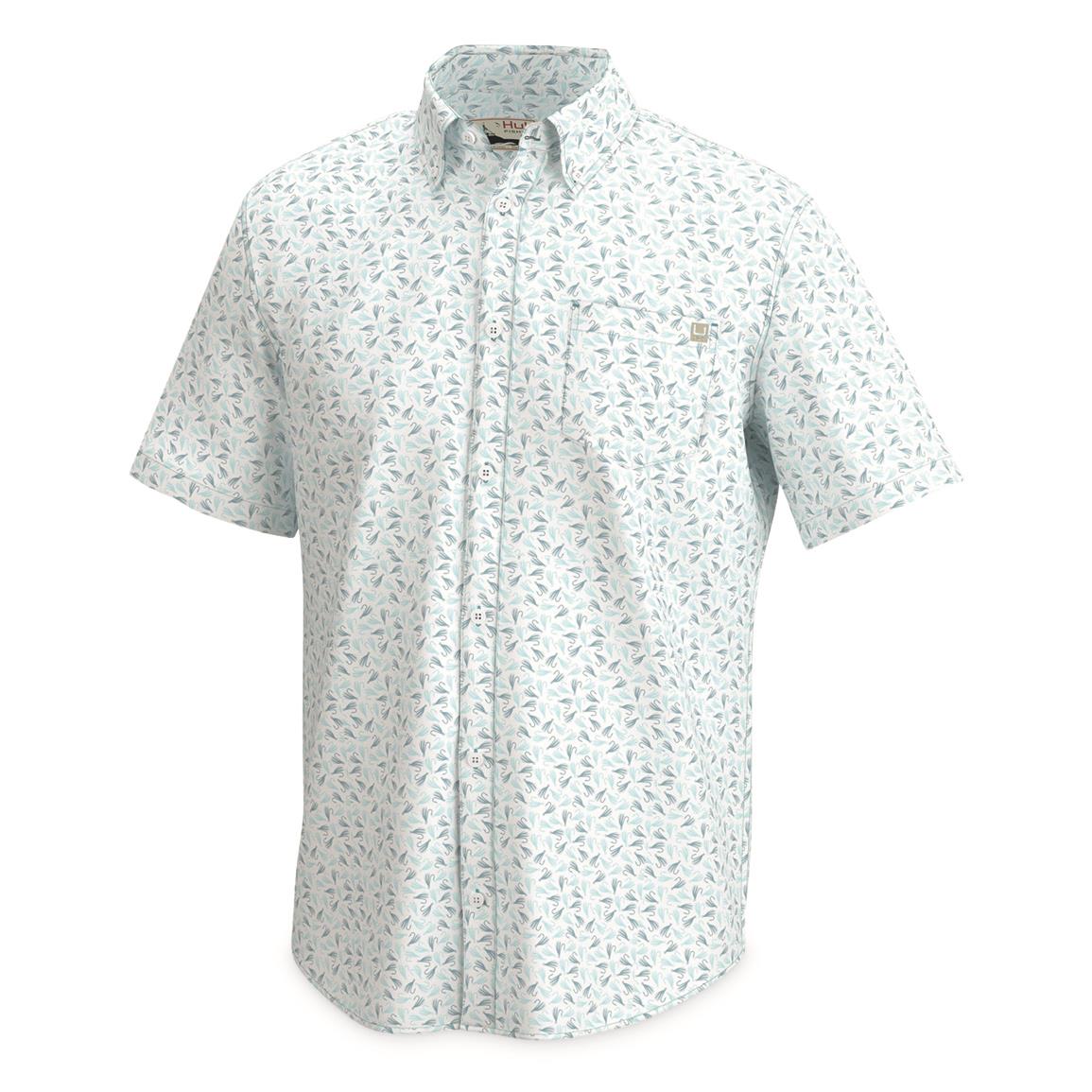 Huk Kona Jig Short Sleeve Button Up Shirt, Ipanema