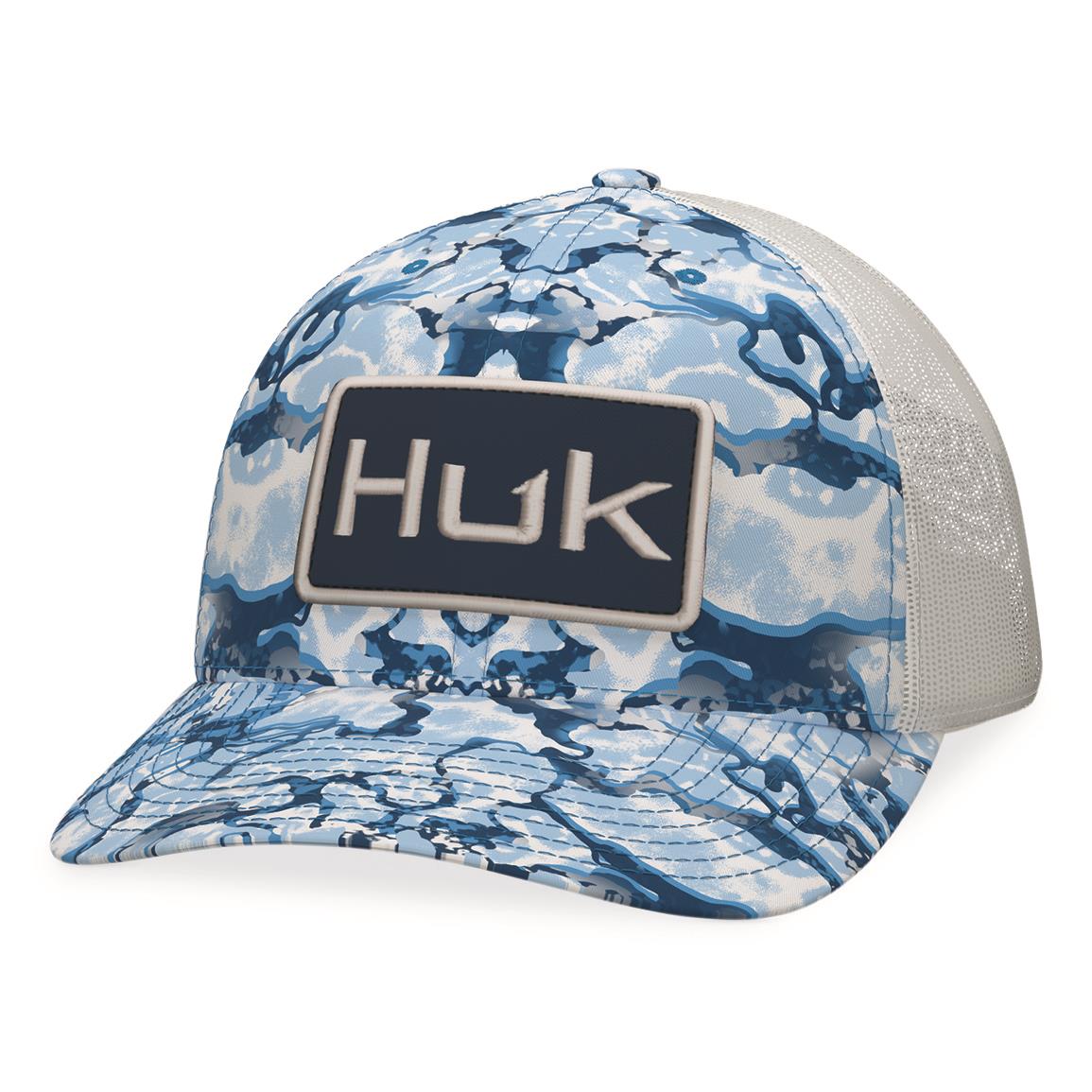 Huk Inside Reef Camo Trucker Hat, Azufre Blue