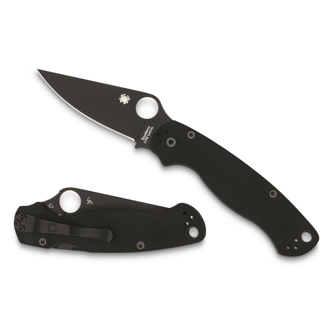 Spyderco Para Military 2 Folding Knife, Black / Black, Black