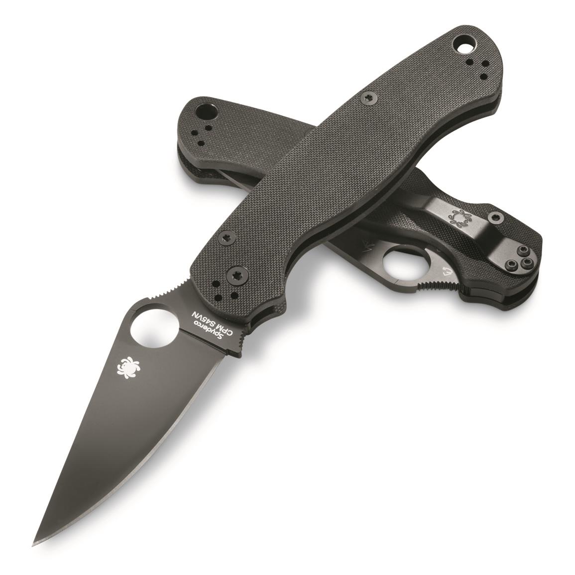Spyderco Para Military 2 Folding Knife, Black / Black