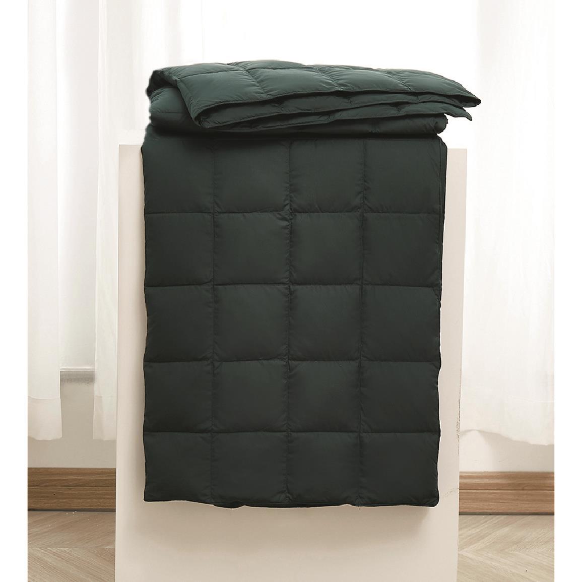 Serta Packable Down Fiber Throw Blanket, Dark Green