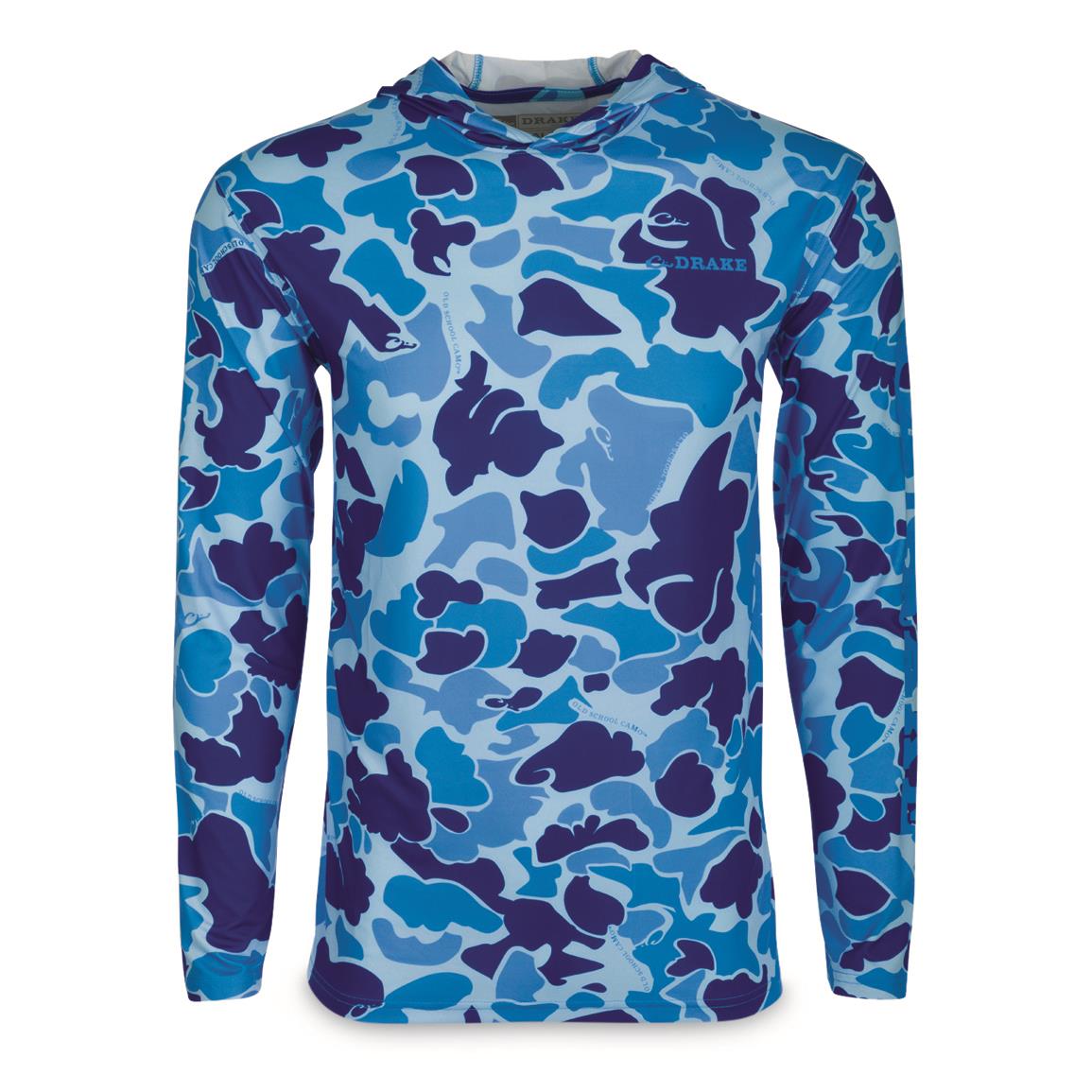 Drake Waterfowl Youth Long-Sleeve Performance Hoodie, Os Surfing Blue