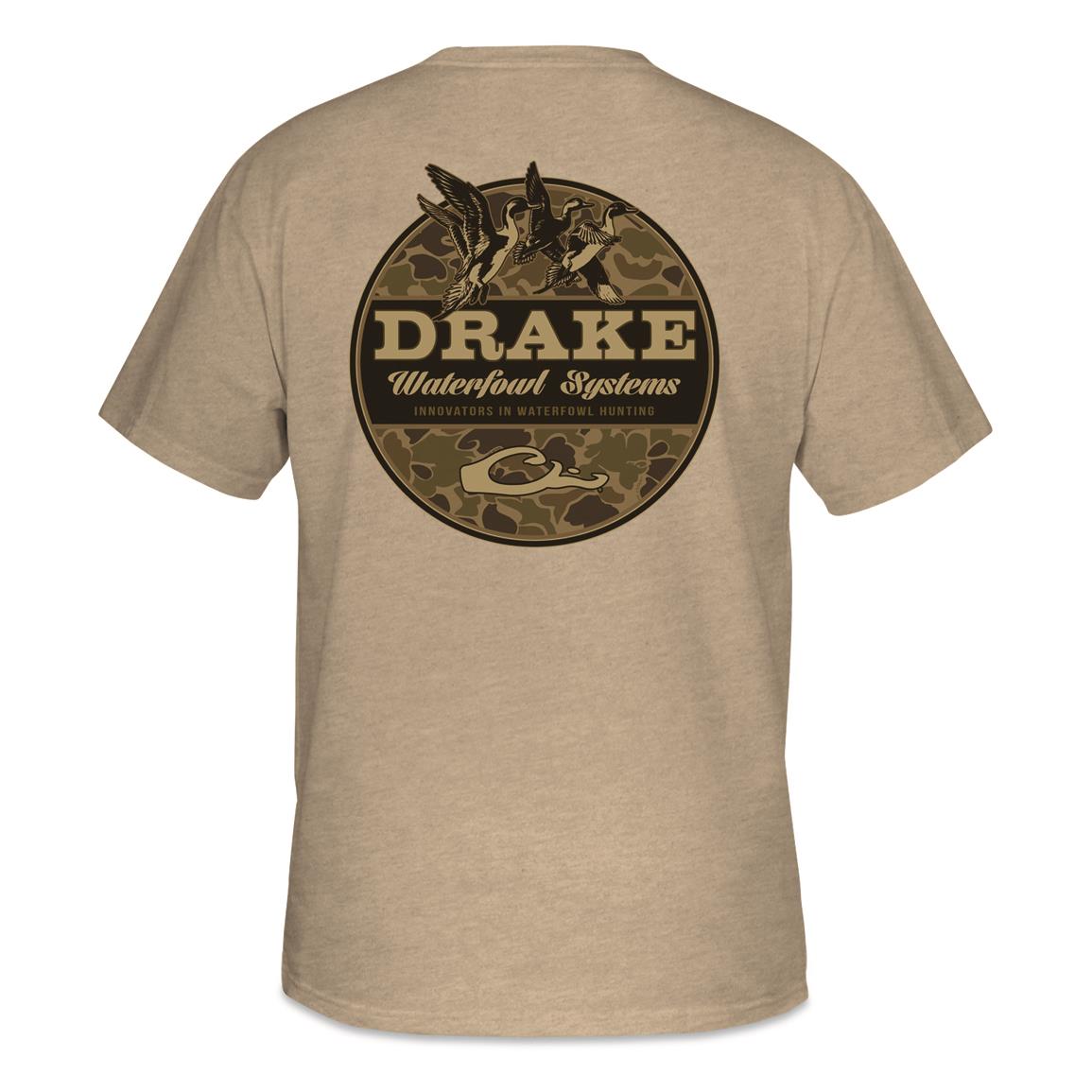 Drake Waterfowl Old School Circle T-Shirt, Shifting Sand Light Heather
