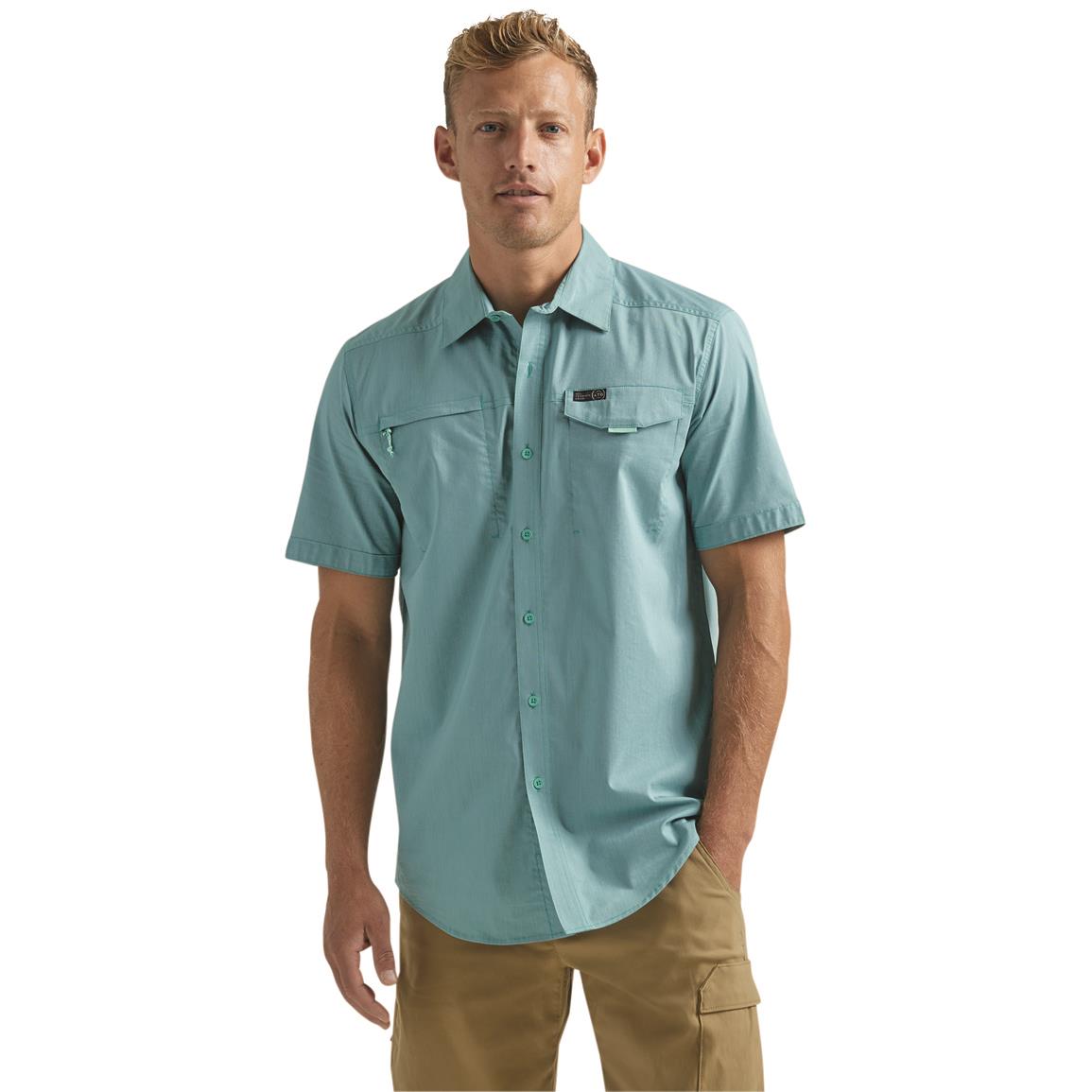 ATG by Wrangler Asymmetrical Zip Pocket Shirt, Tidewater