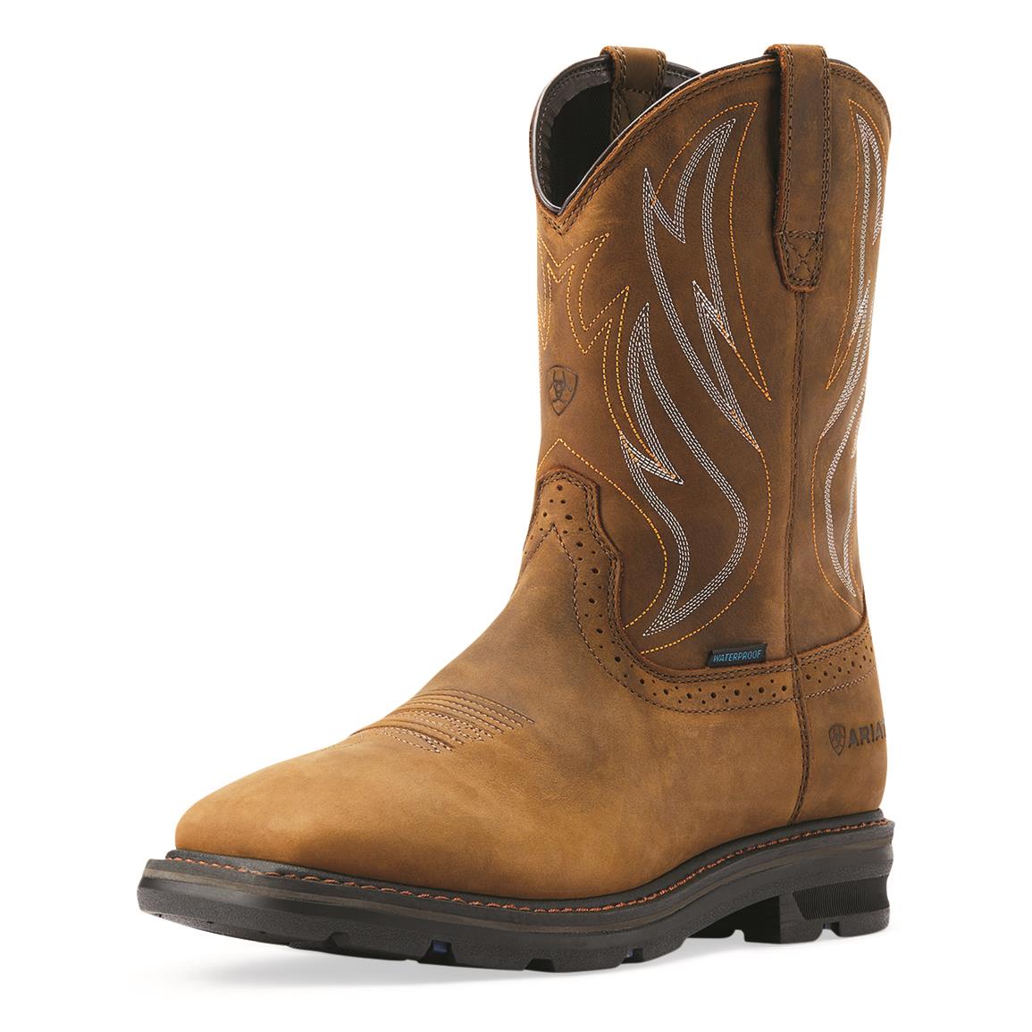 Ariat Men's Sierra Shock Shield H20 Waterproof Work Boots, Distressed Brown