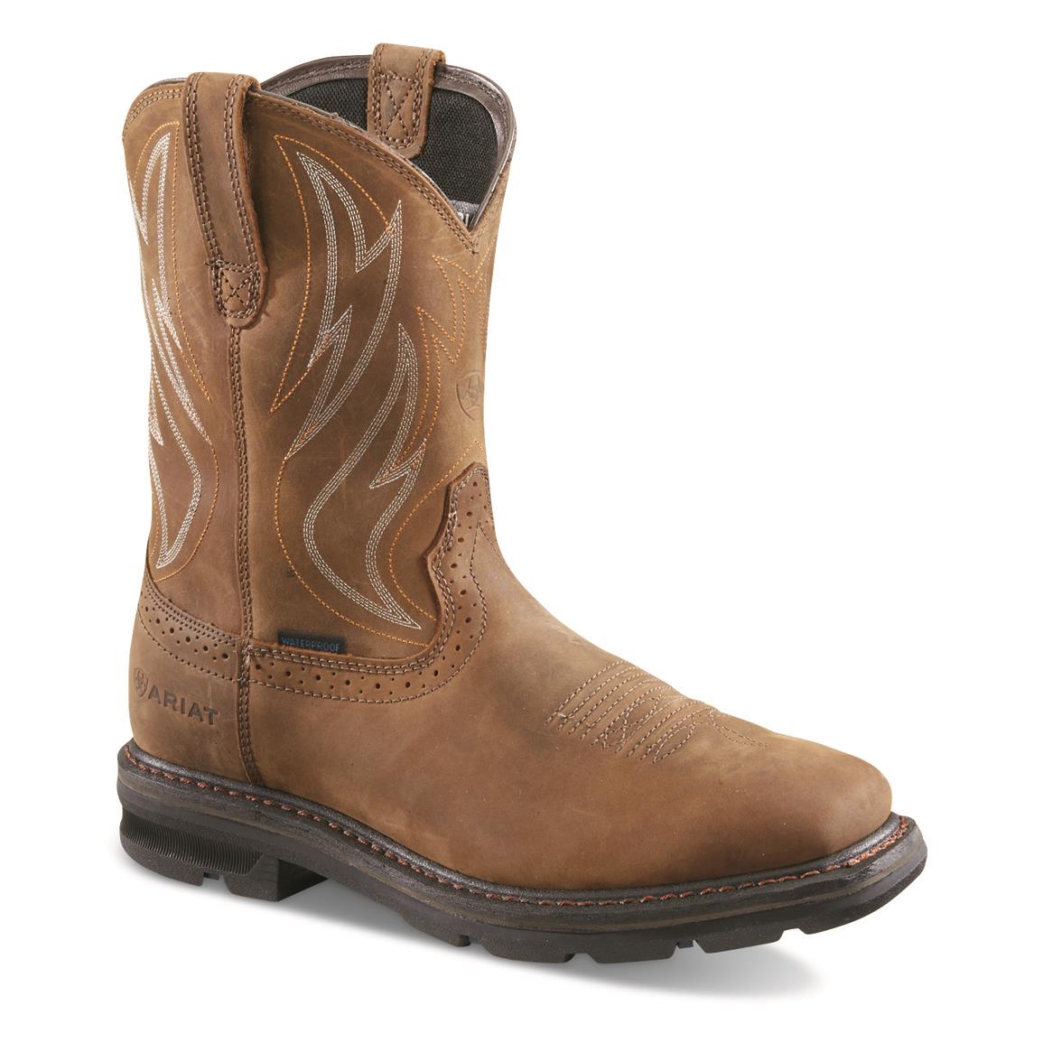 Ariat Men's Sierra Shock Shield H20 Waterproof Work Boots, Distressed Brown