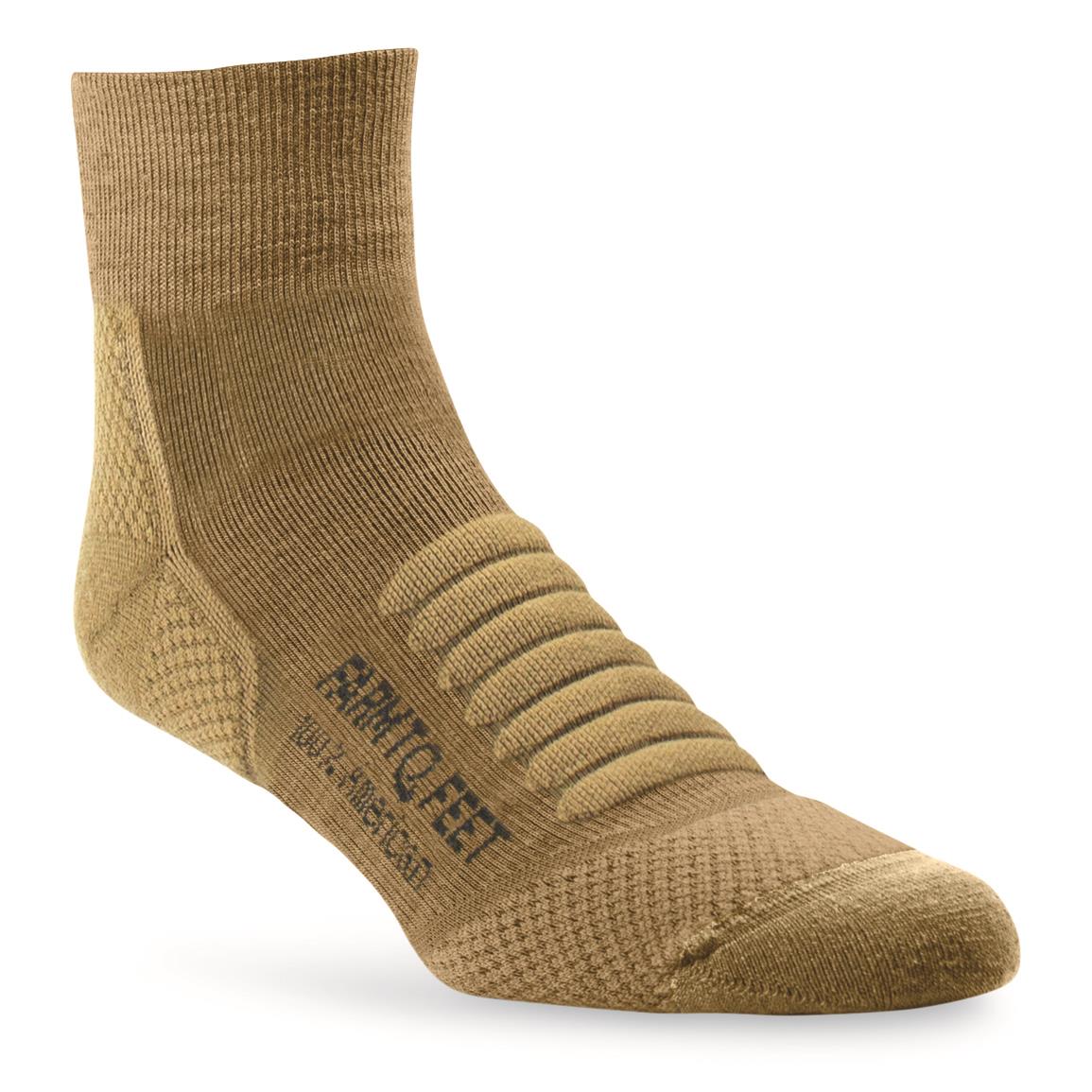 Farm to Feet Tactical Fayetteville Light Targeted Cushion Crew Socks, Coyote Brown
