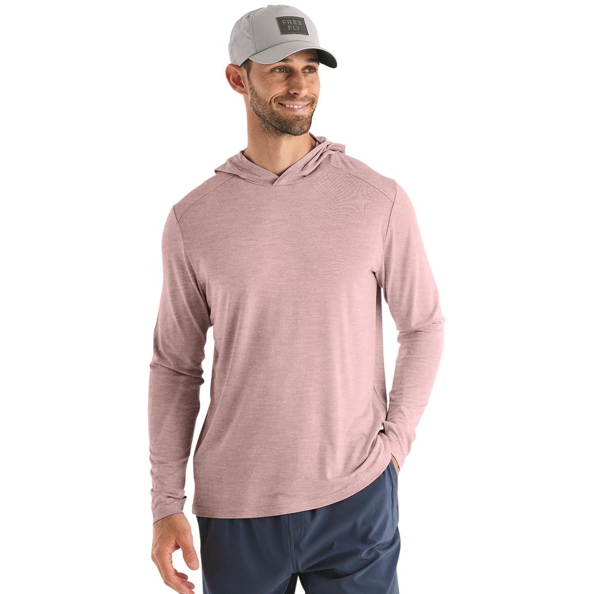 Free Fly Men's Bamboo Shade Hoodie, Heather Adobe Red