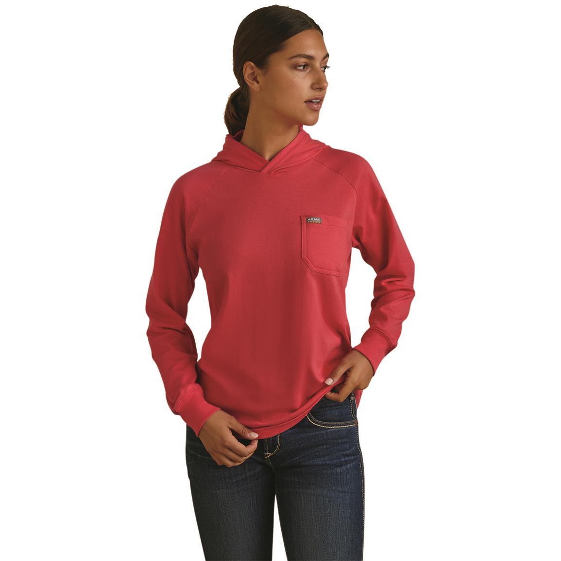 Ariat Women's Rebar CottonStrong Hooded T-Shirt, Teaberry
