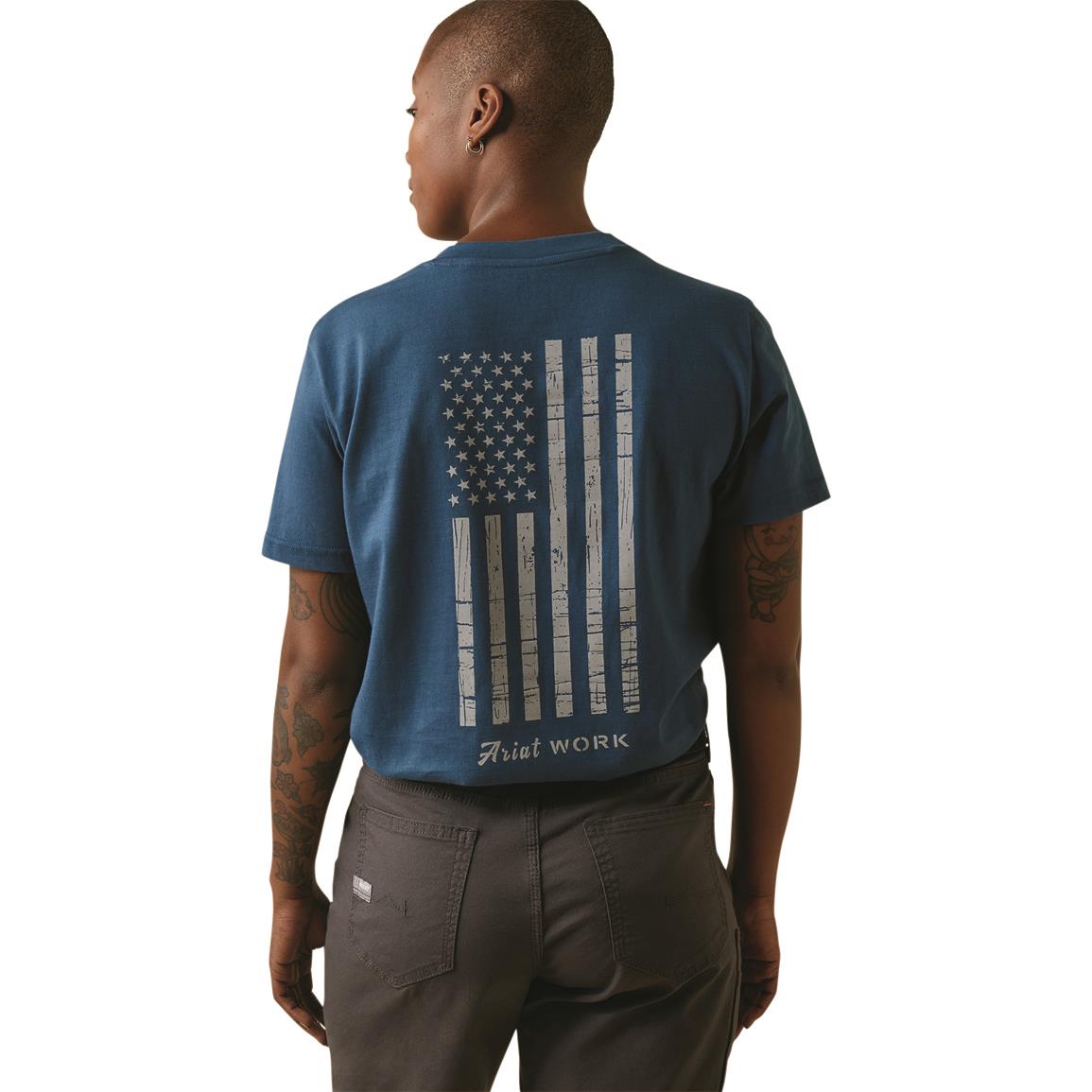 Ariat Women's Rebar CottonStrong American Flag Graphic T-Shirt, Key Largo
