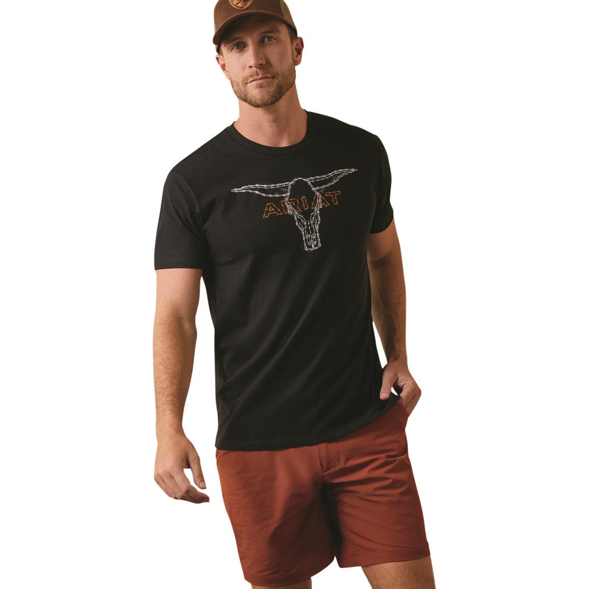 Ariat Barbed Wire Steer T-Shirt, Black