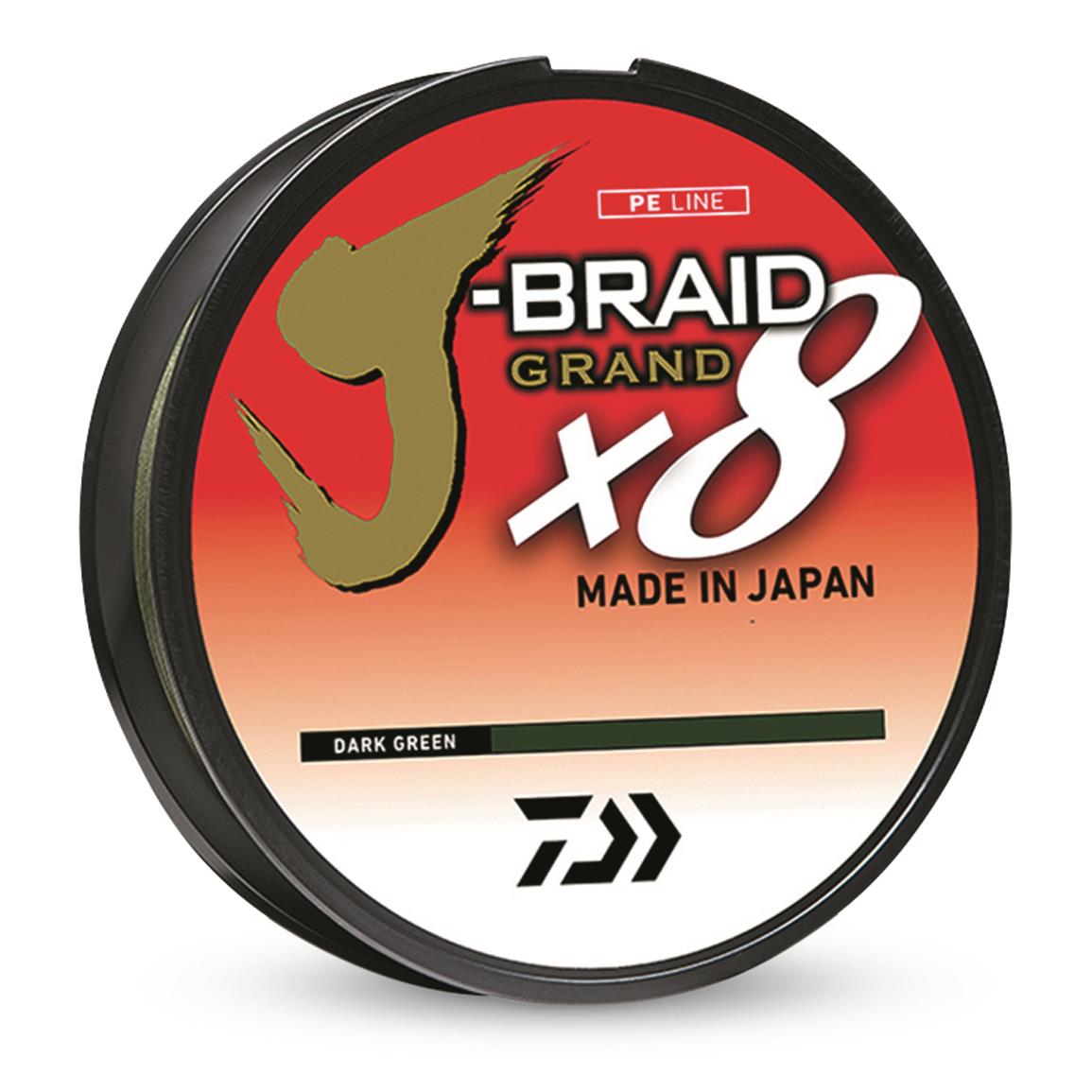 Daiwa J-Braid x8 Grand Braided Line, 300 Yards, Dark Green