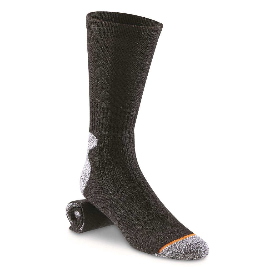 U.S. Municipal Surplus Wool Blend Boot Socks, 3 Pairs, New, Black