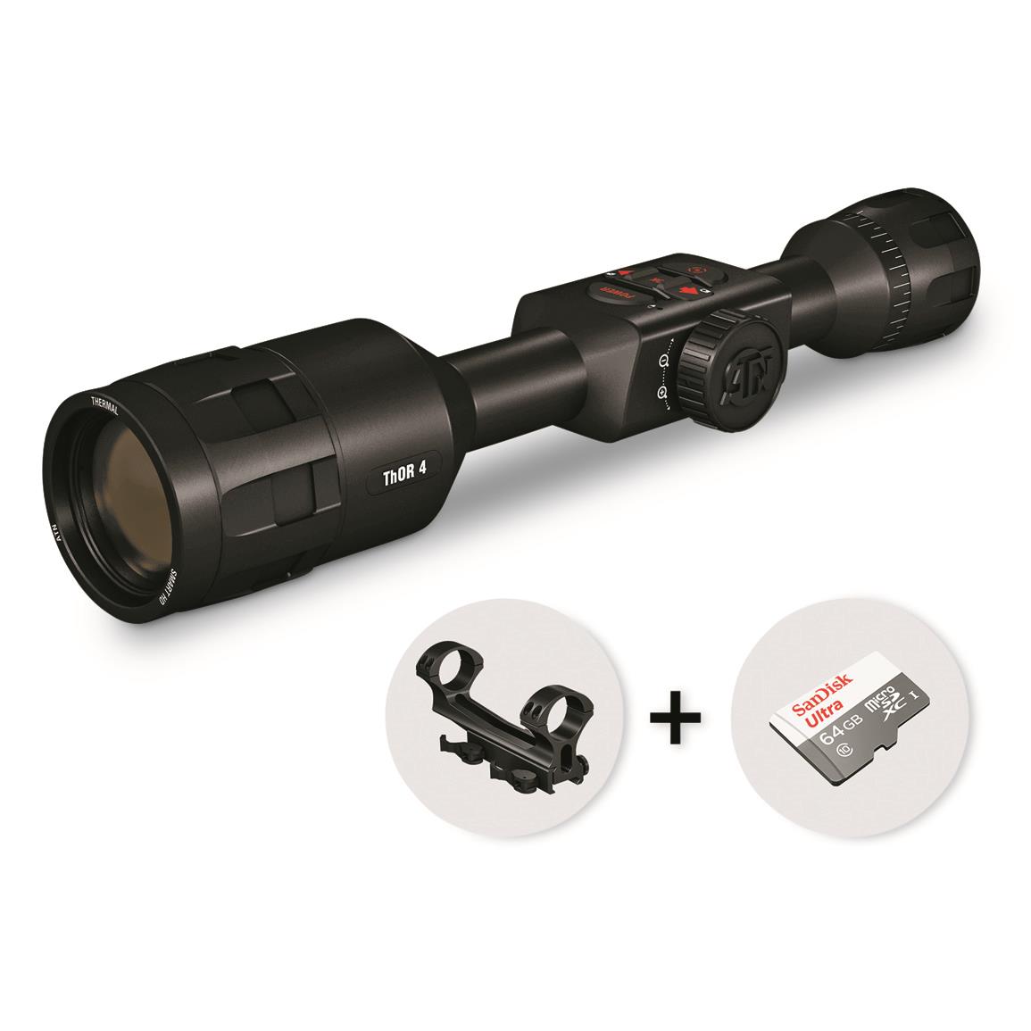 ATN ThOR 4 (640x480) 4-40x Smart HD Thermal Rifle Scope with Dual Ring Cantilever Mount & SD Card