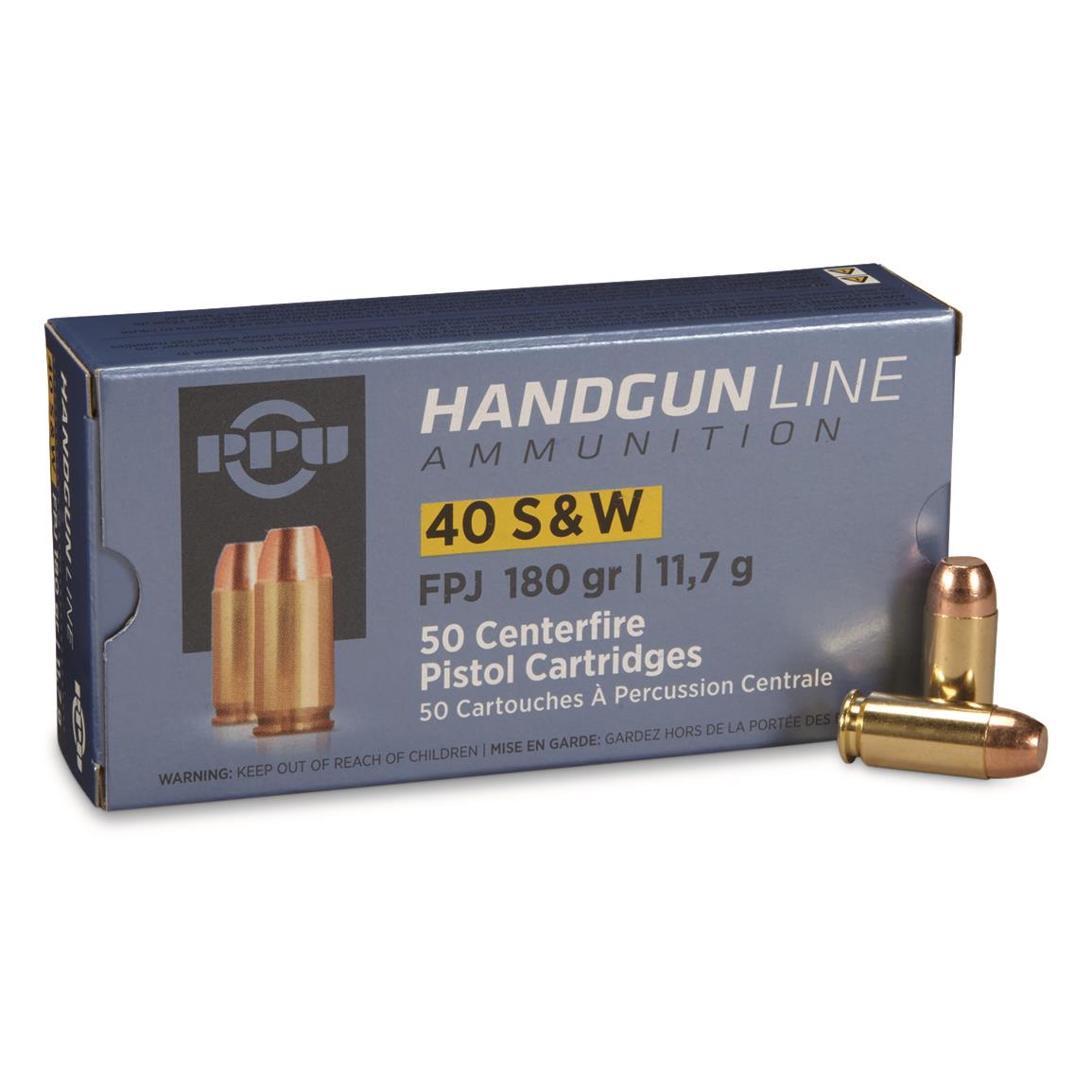 PPU Handgun Line, .40 S&W, FMJ, 180 Grain, 200 Rounds