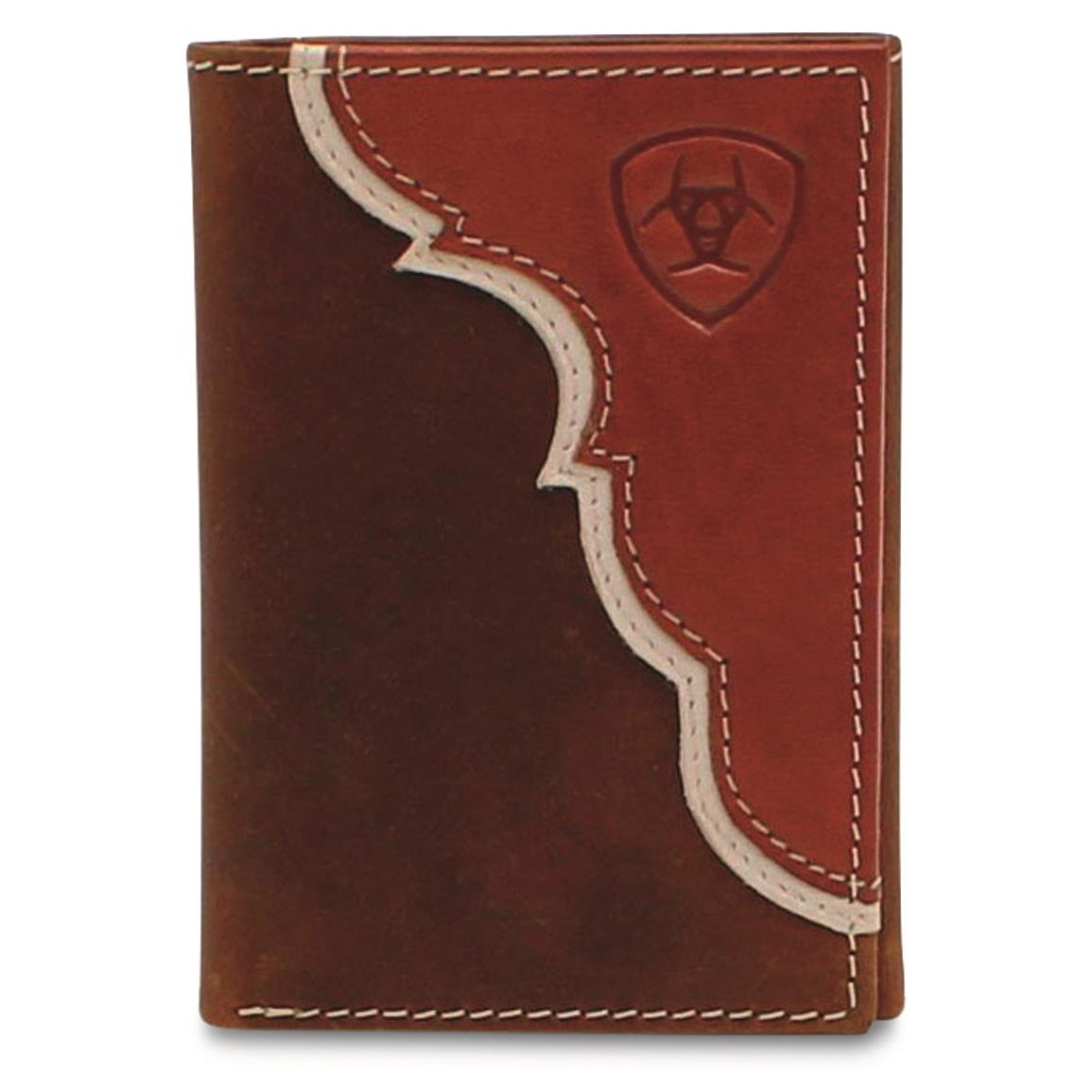 Ariat Two Tone Shield Rodeo Trifold Wallet, Tan
