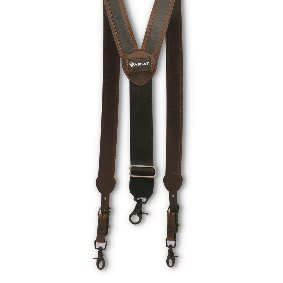 Ariat Distressed Edge Gallus Suspenders, Medium Brown