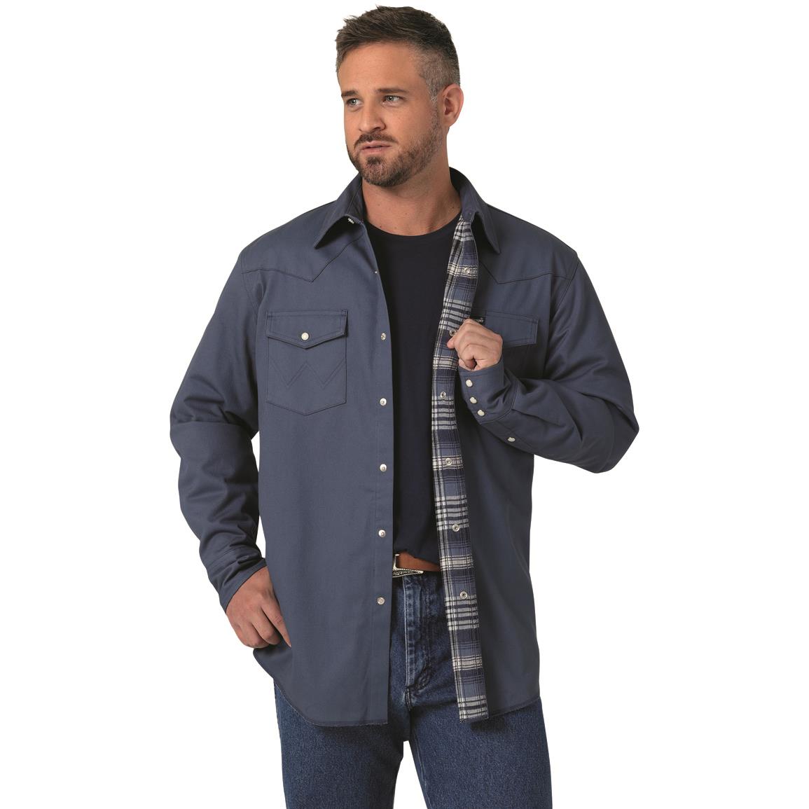 Wrangler Men's Flannel Lined Work Shirt, Blue