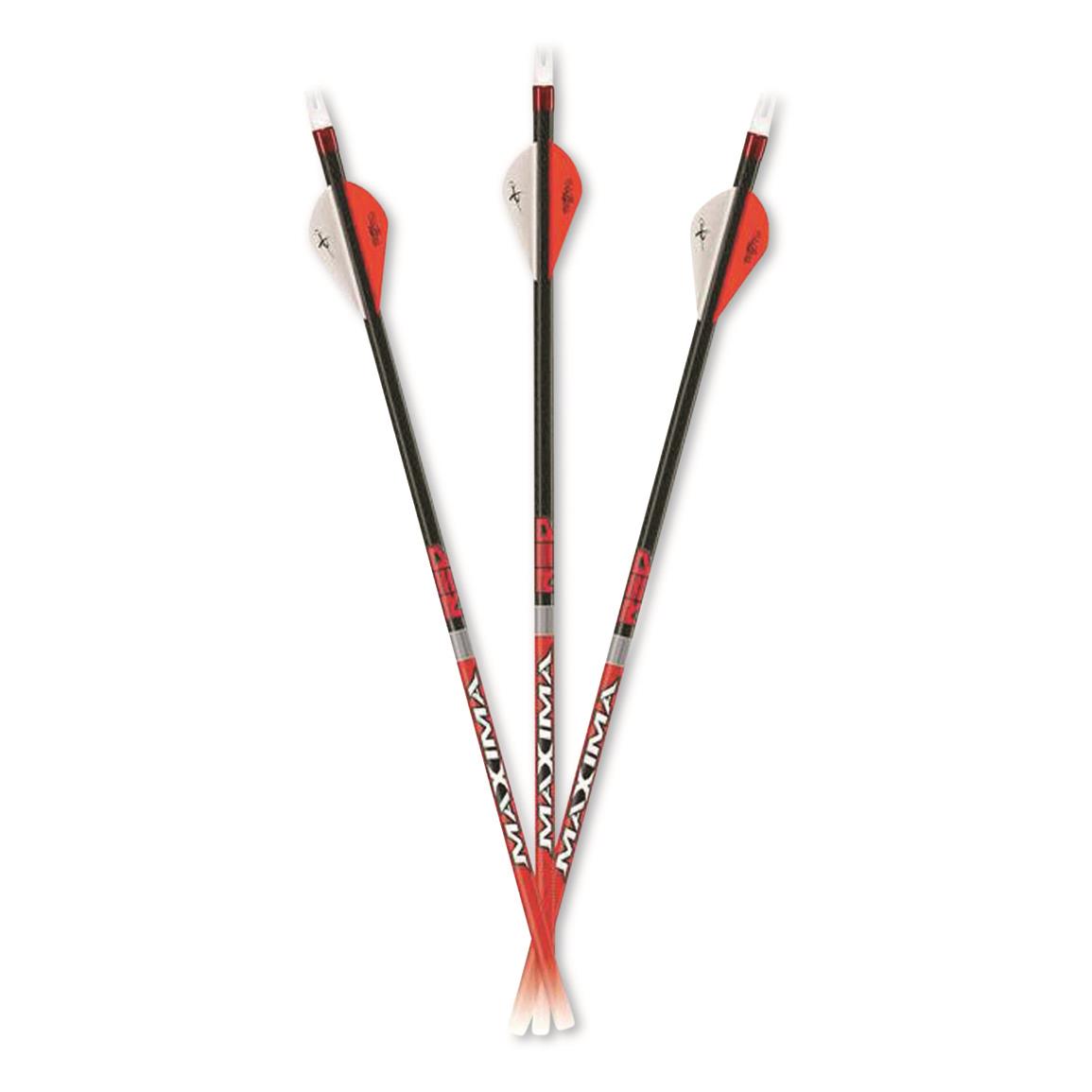 Carbon Express Maxima Red Fletched Arrows, 6 Pack