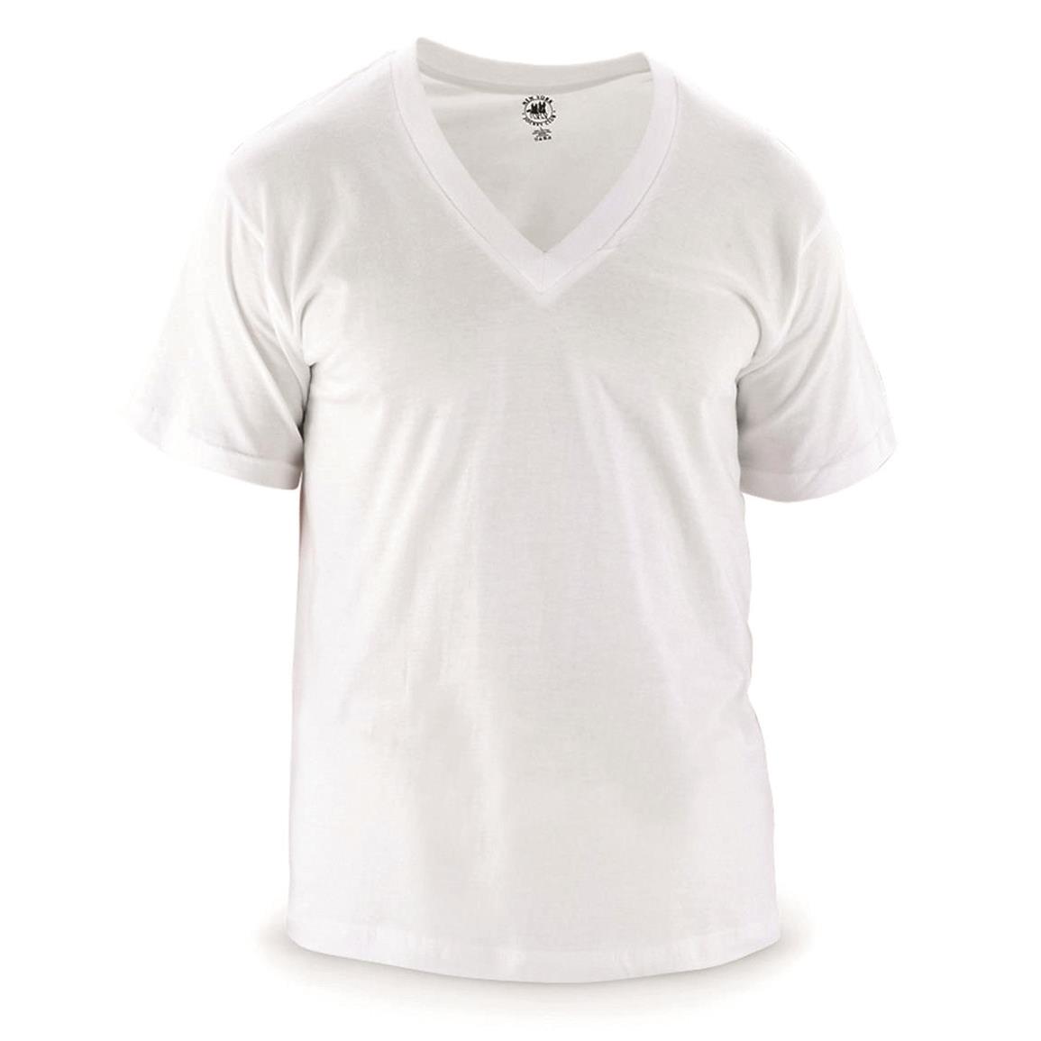 U.S. Military Surplus V-Neck Short Sleeve Undershirts, 3 Pack, New, White