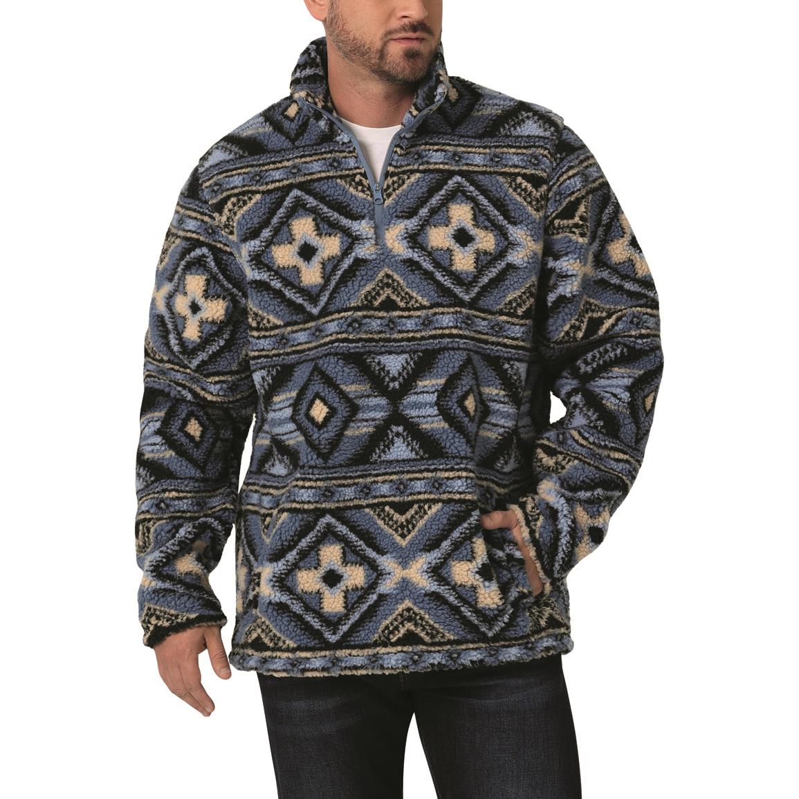 Wrangler Men's Fleece Quarter Zip Pullover, China Blue