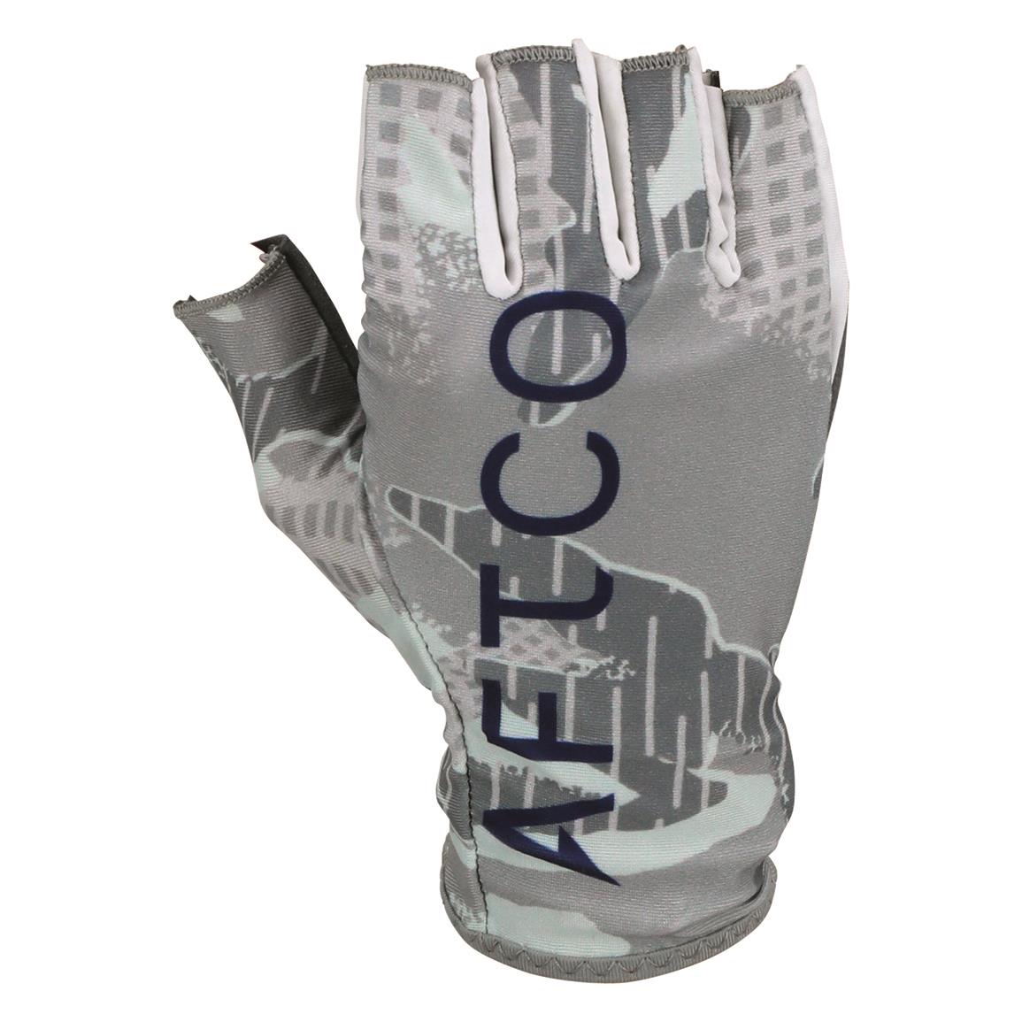 AFTCO Men's Solblok Gloves, Gray Camo